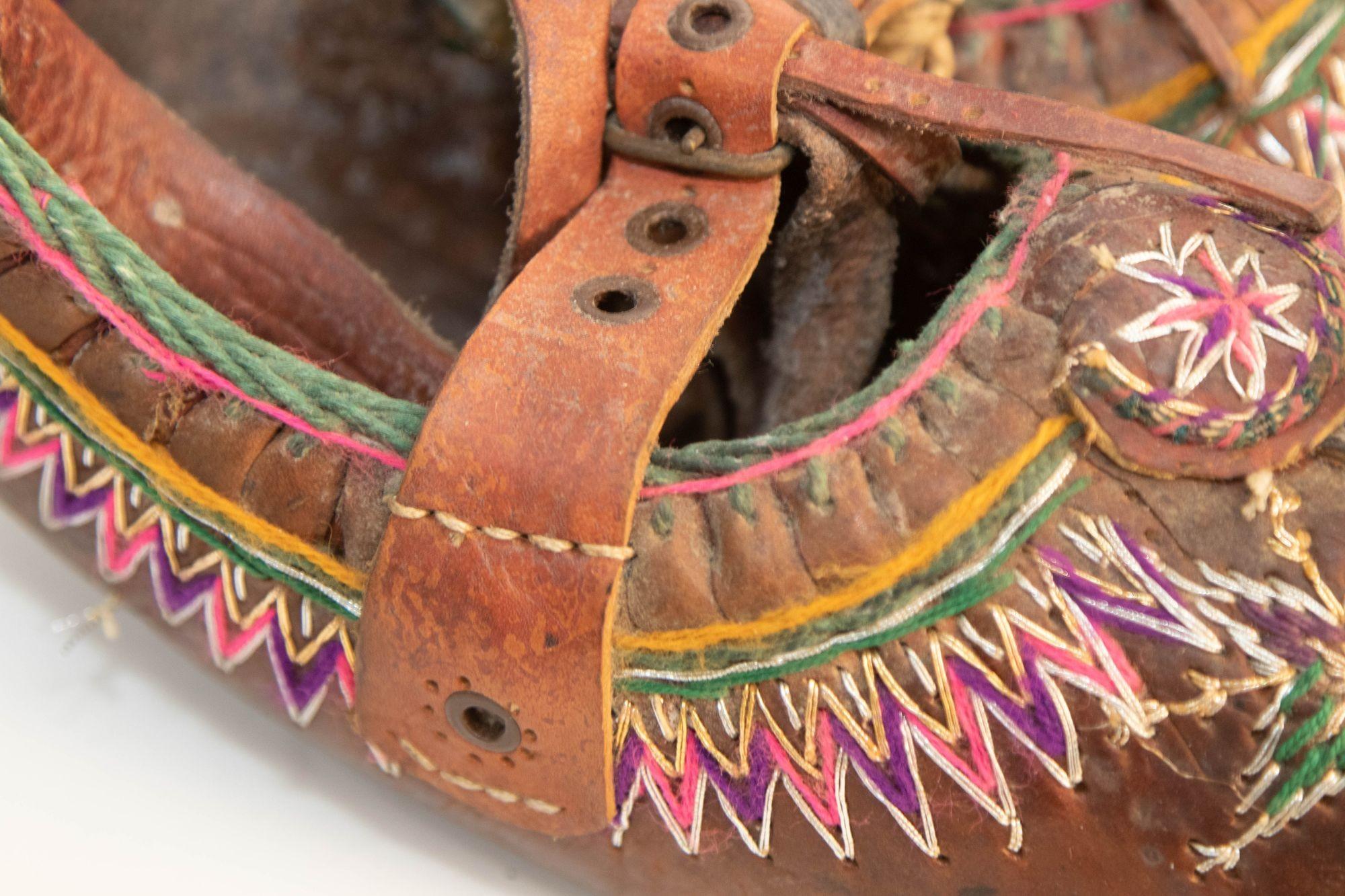 Embroidered Antique Pair of Charogh Ethnic Shoes from Turkey For Sale