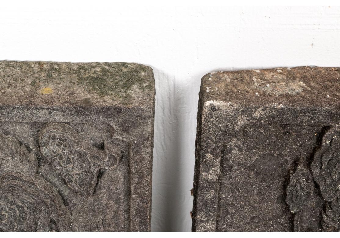Antikes Paar chinesischer geschnitzter Stein-Gartentafeln mit Drachen im Angebot 5