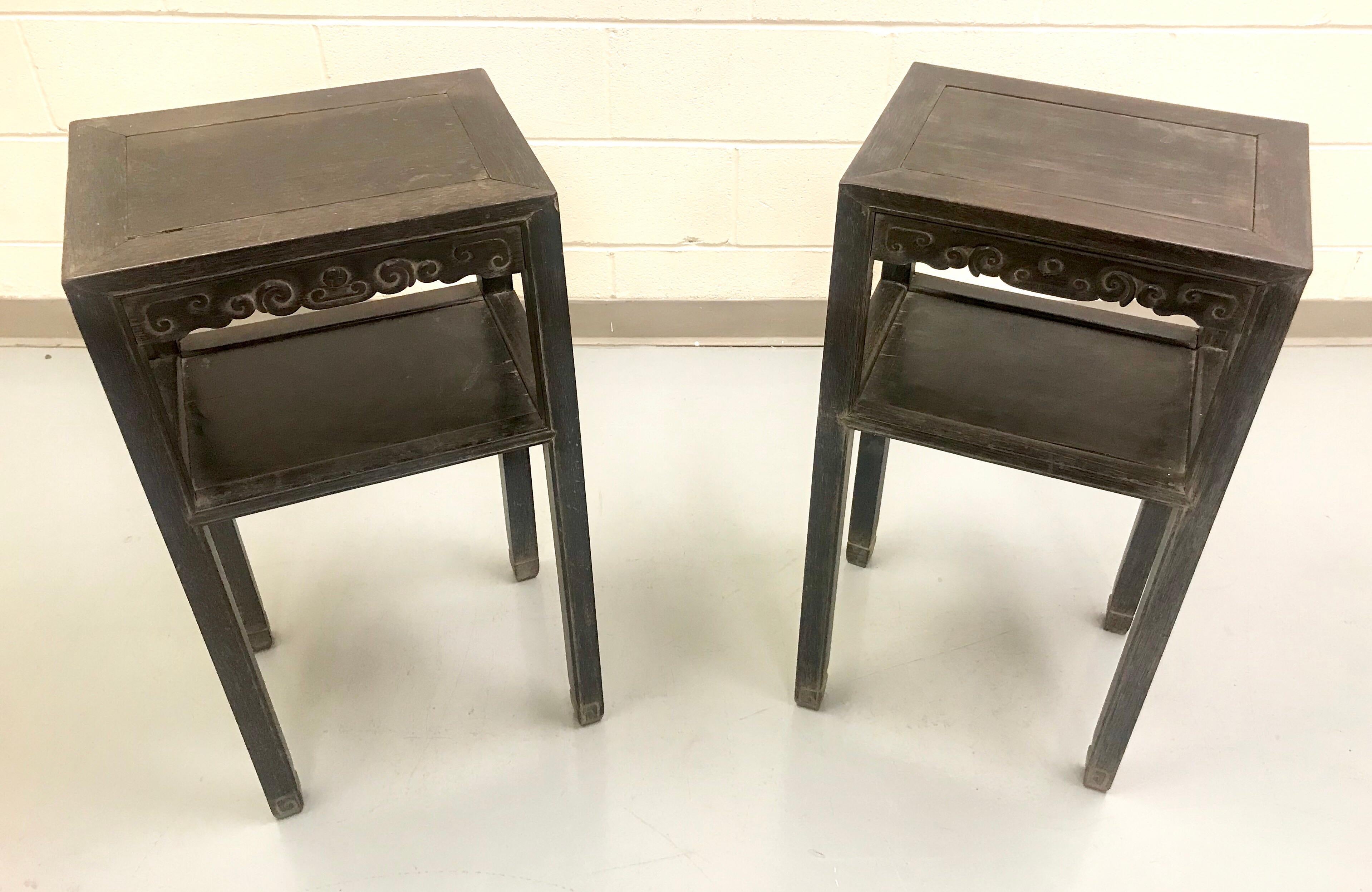 Antique Pair of Chinese Elm Tables For Sale 10