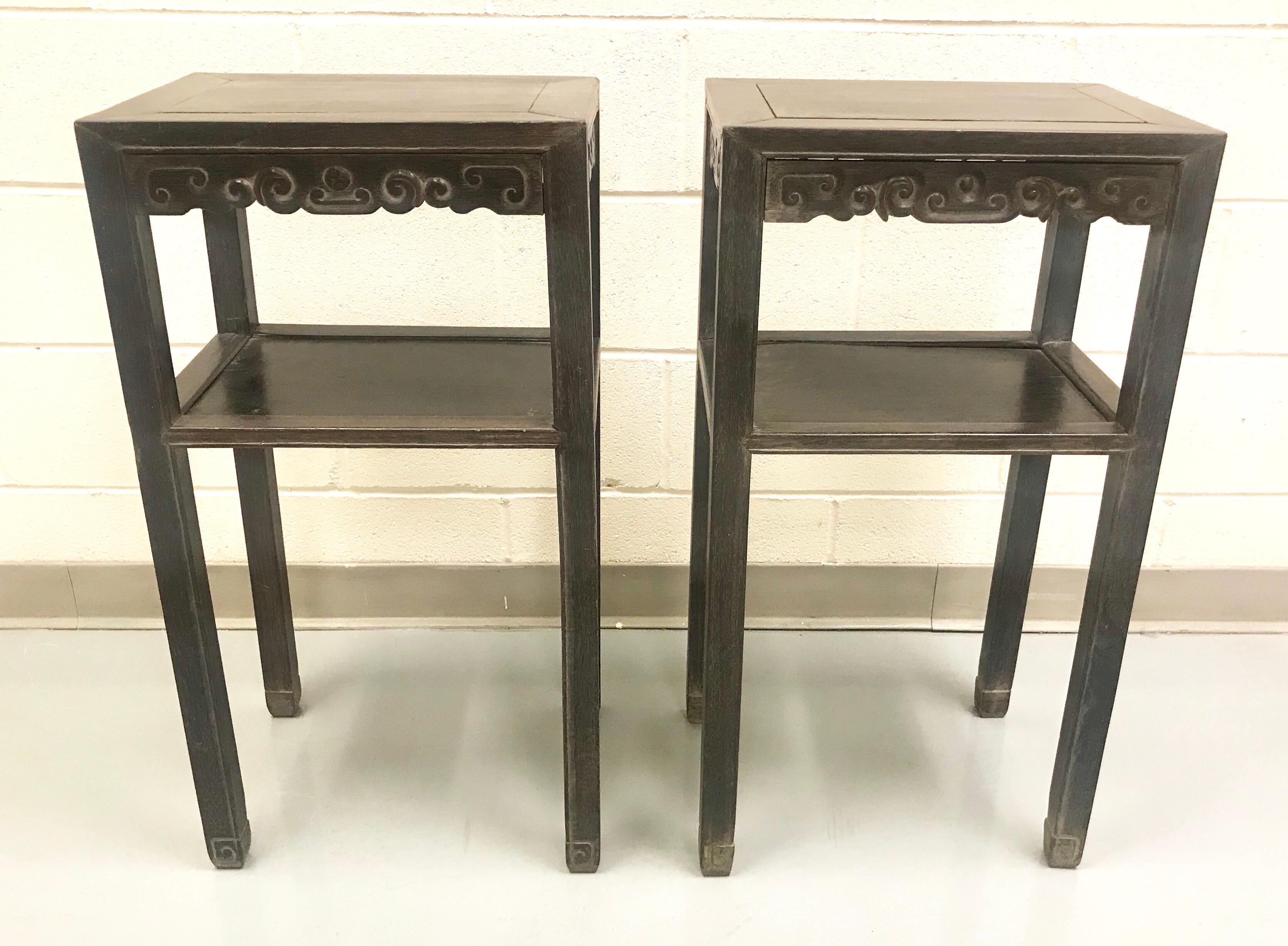 19th Century Antique Pair of Chinese Elm Tables For Sale