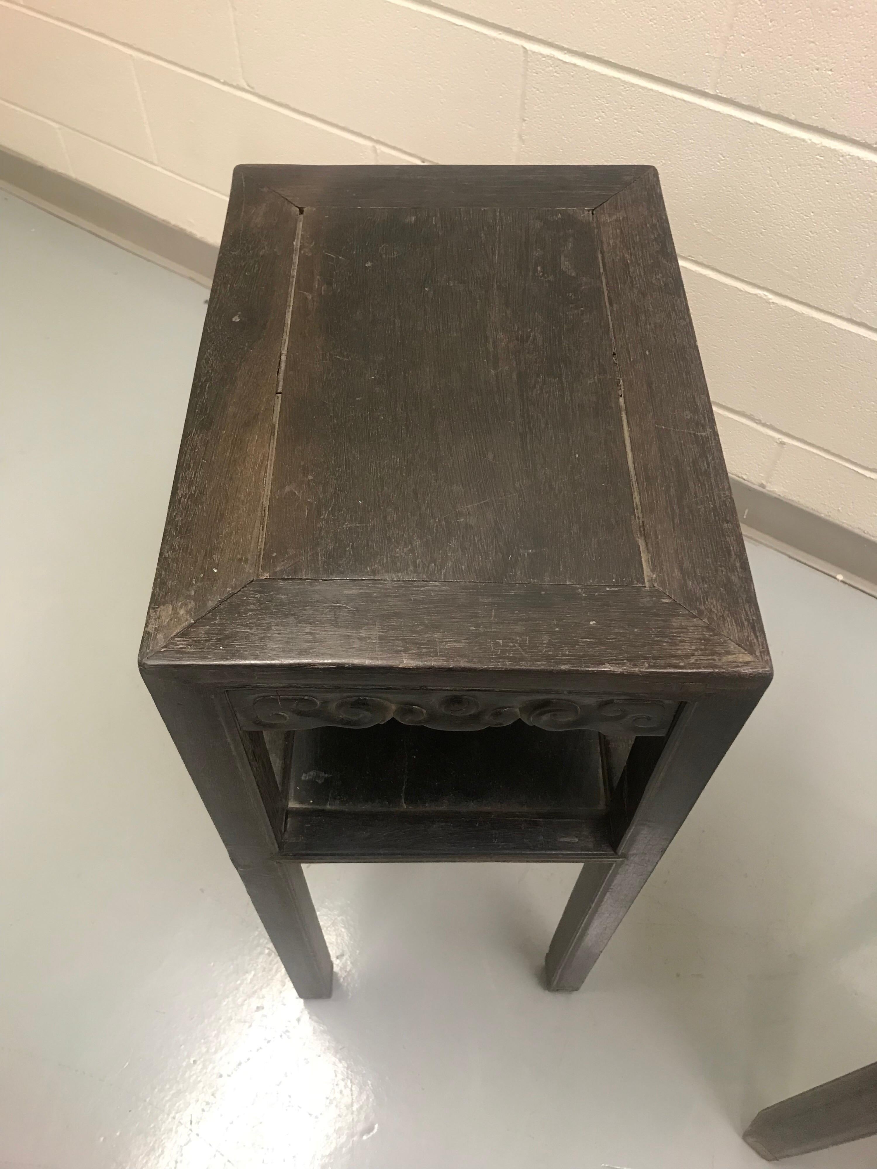 Wood Antique Pair of Chinese Elm Tables For Sale