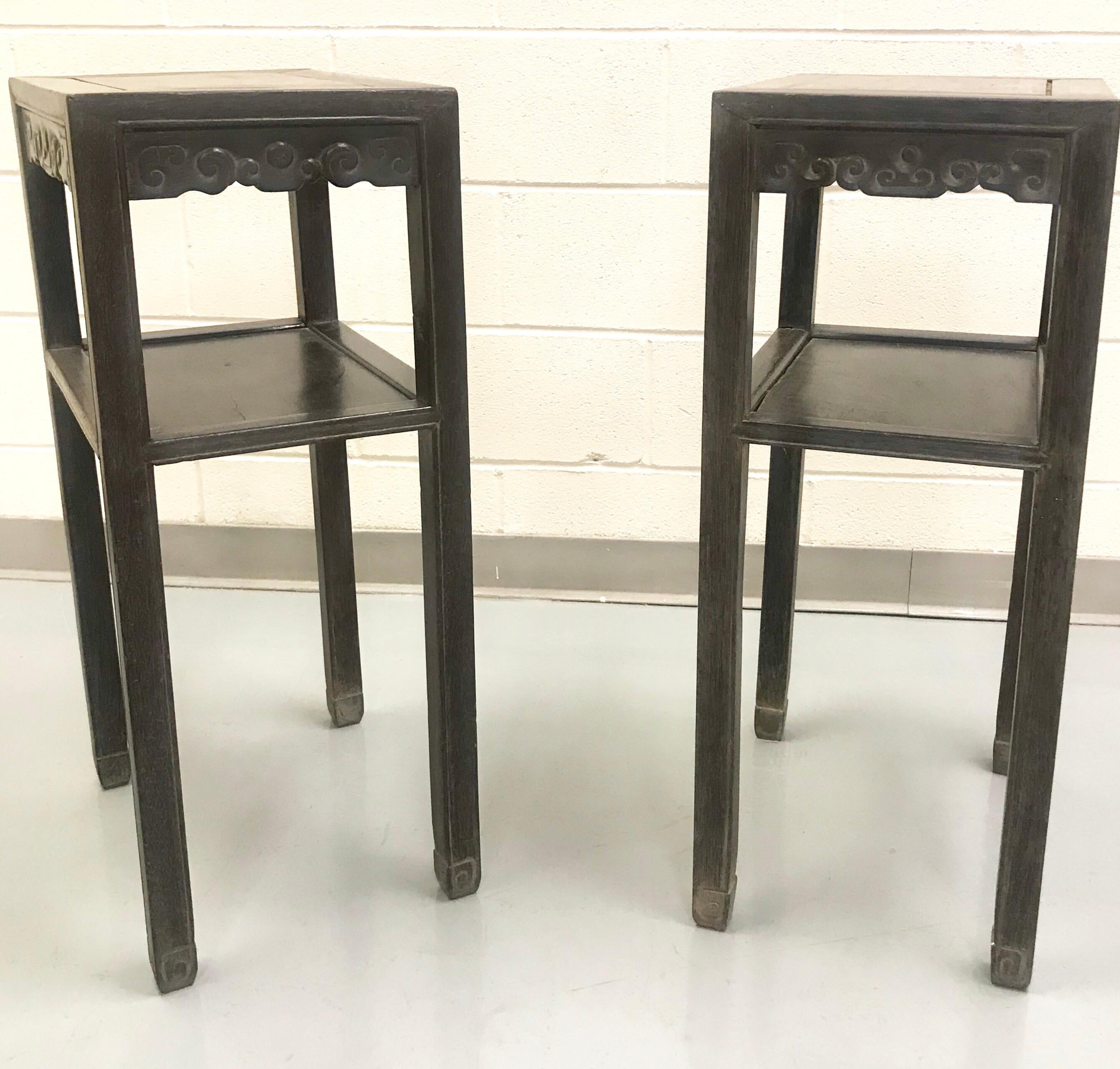 Antique Pair of Chinese Elm Tables For Sale 3