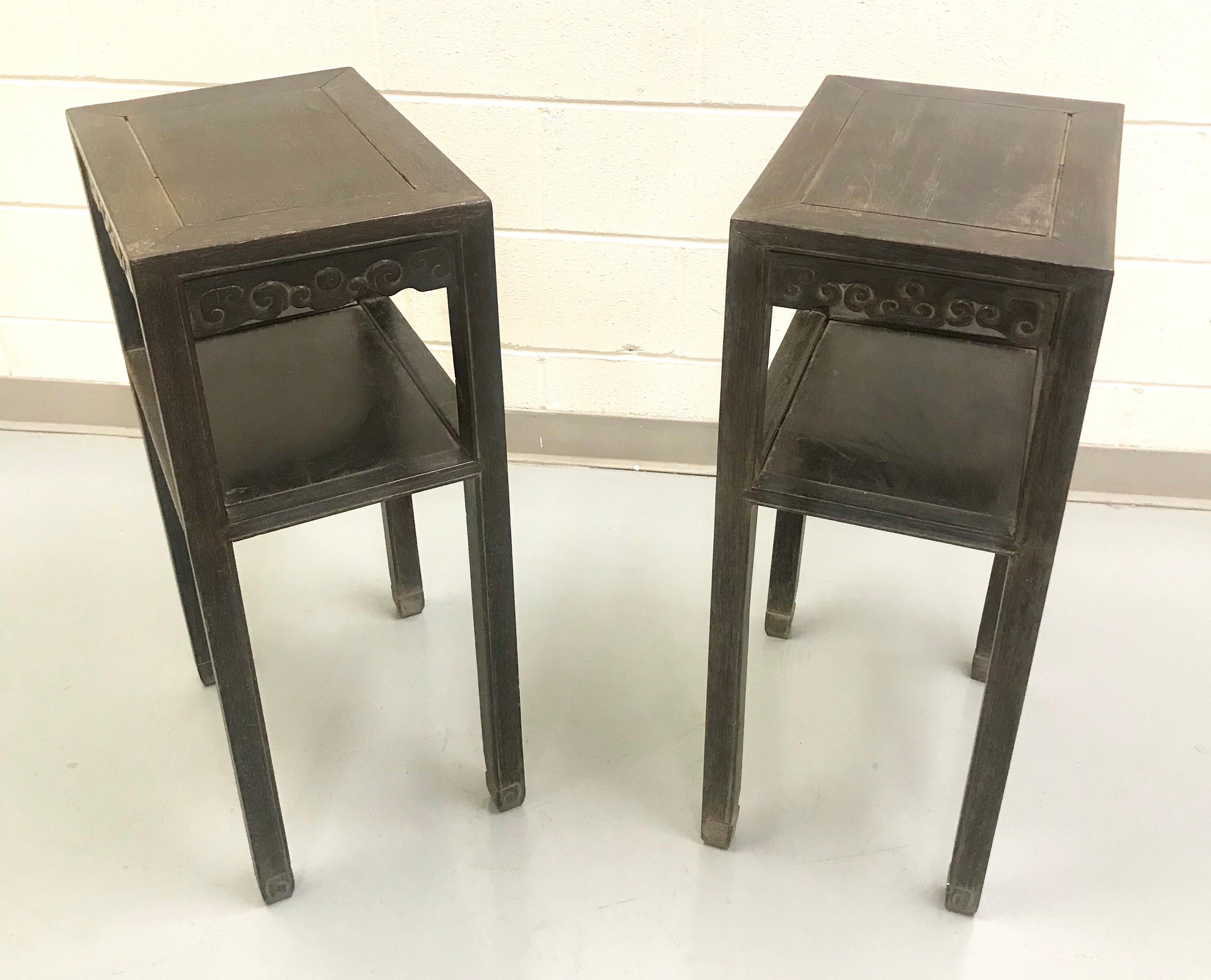 Antique Pair of Chinese Elm Tables For Sale 4