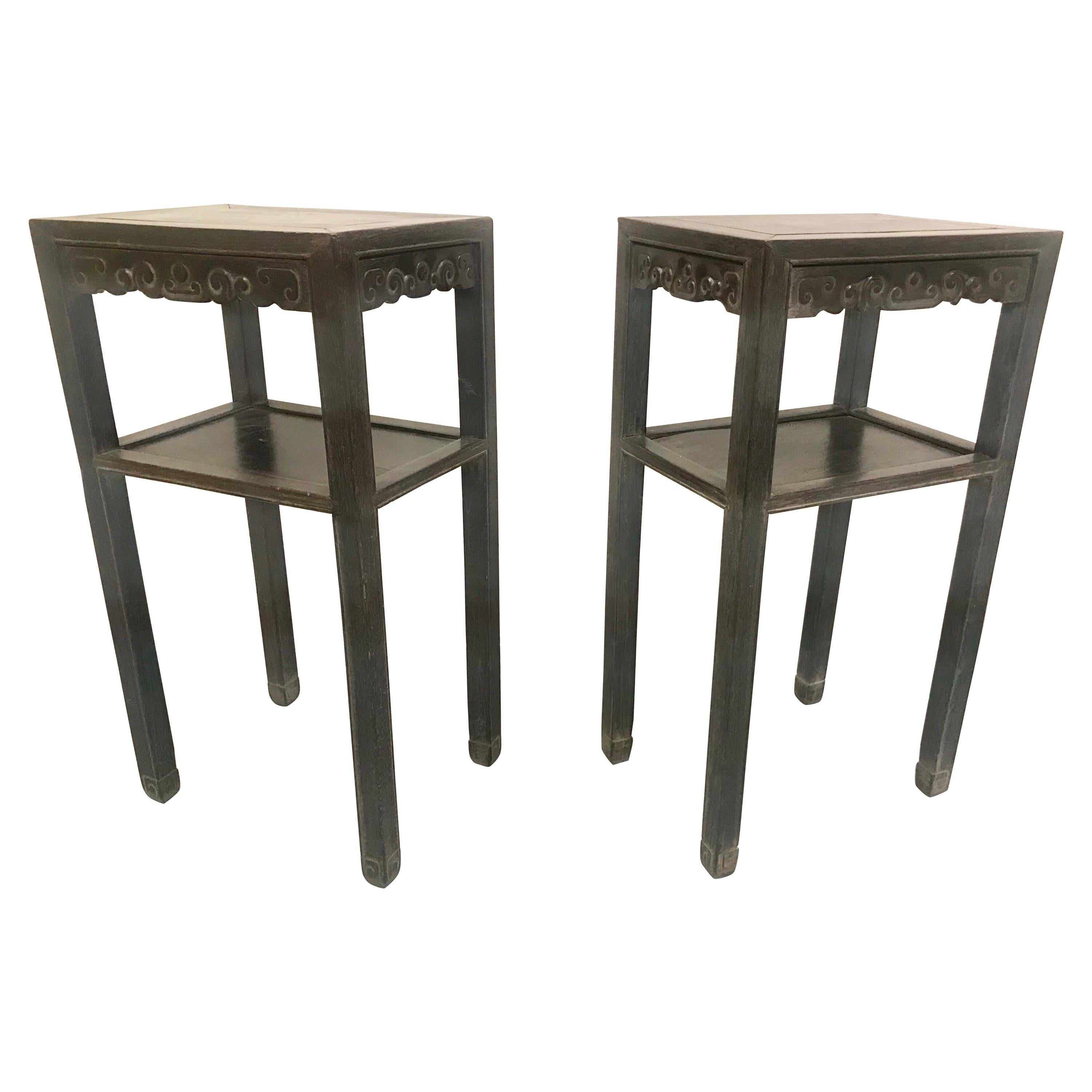 Antique Pair of Chinese Elm Tables For Sale