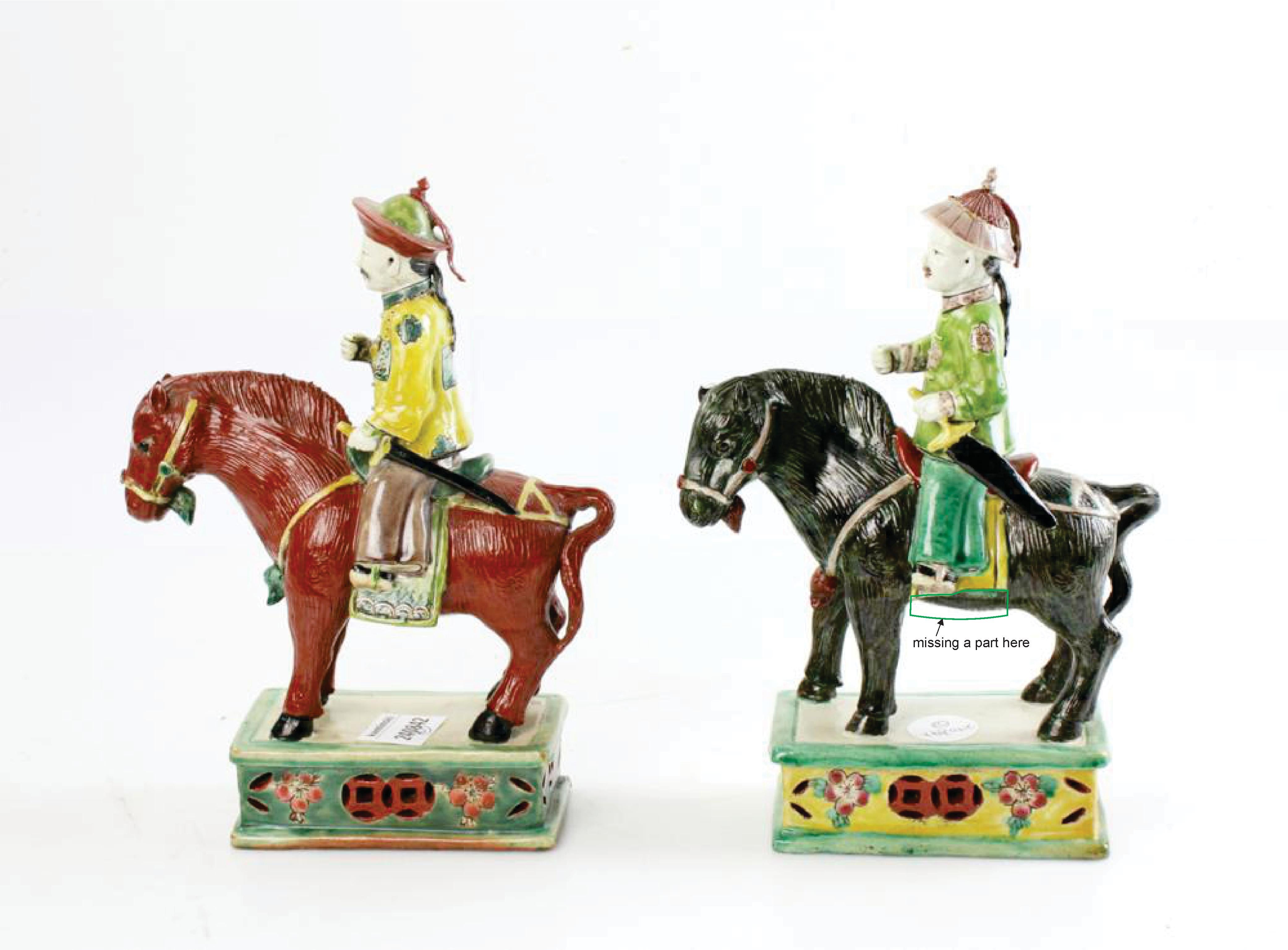 Antique Pair of Chinese Su Sanci Glazed Horse Figure and Men, 19th Century For Sale 10