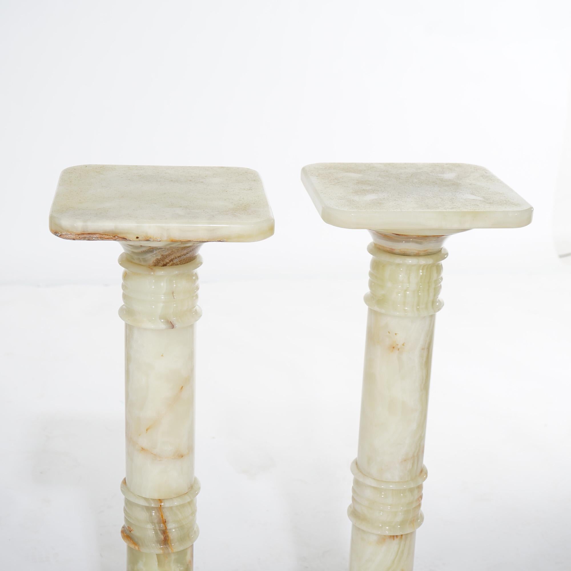 20th Century Antique Pair of Classical Carved Onyx Sculpture Display Pedestals Early 20th C For Sale