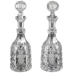 Antique Pair of Cut Glass Decanters and Stoppers 19th Century