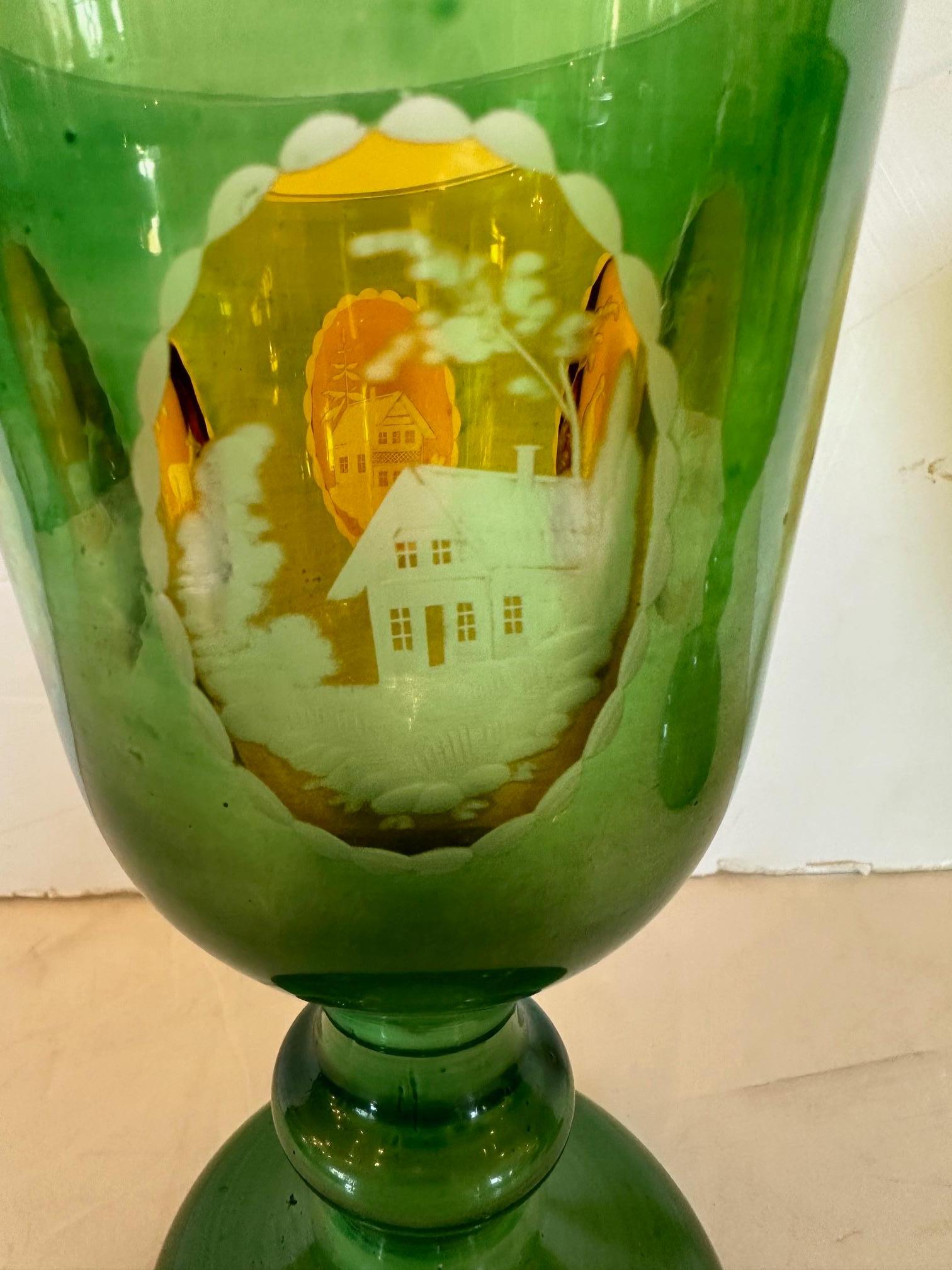 vintage green glass goblets