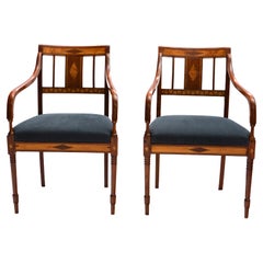 Antique Pair of Danish Empire Arm Chairs