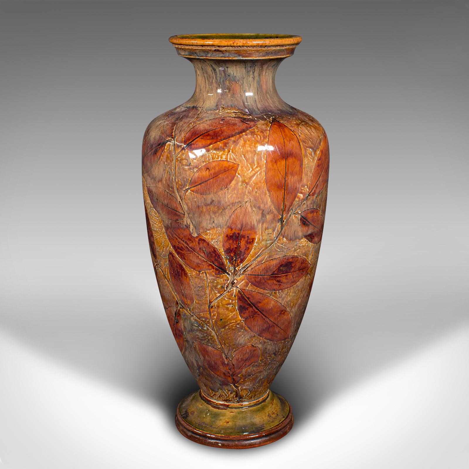 British Antique Pair Of Decorative Vases, English, Ceramic Flower Urn, Edwardian, C.1910 For Sale