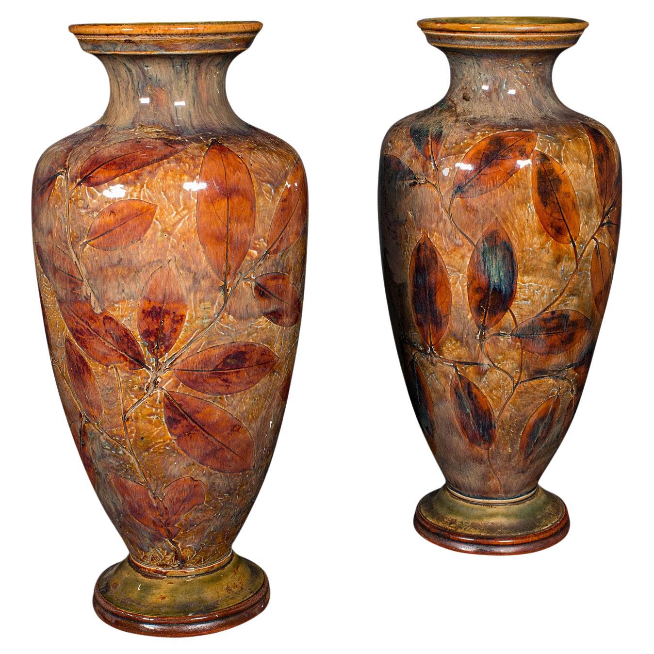 Antikes Paar dekorativer Vasen, englisch, Keramik-Blumenurne, edwardianisch, um 1910, Paar