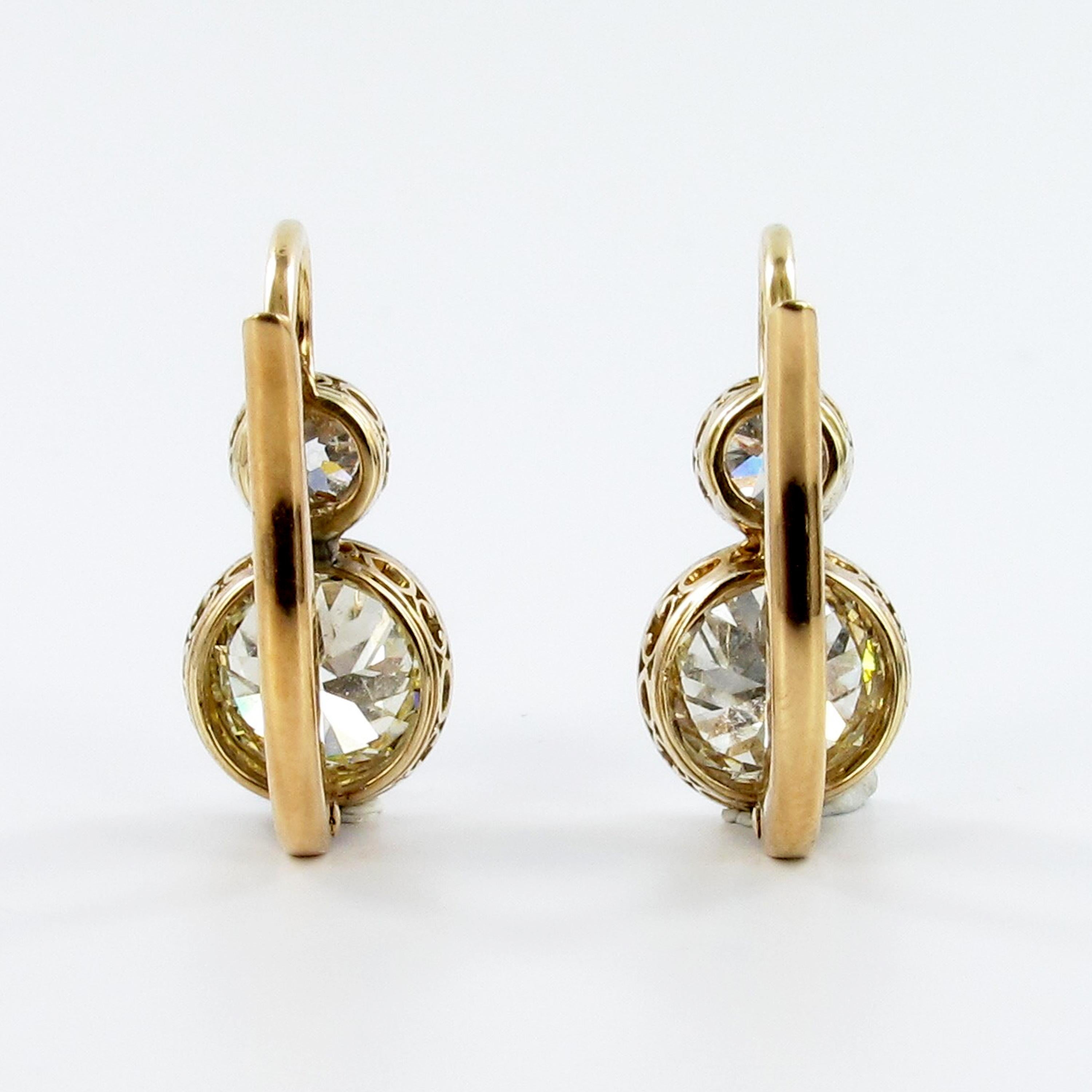 Women's or Men's Antique Pair of Diamond Earclips in Silver on Redgold