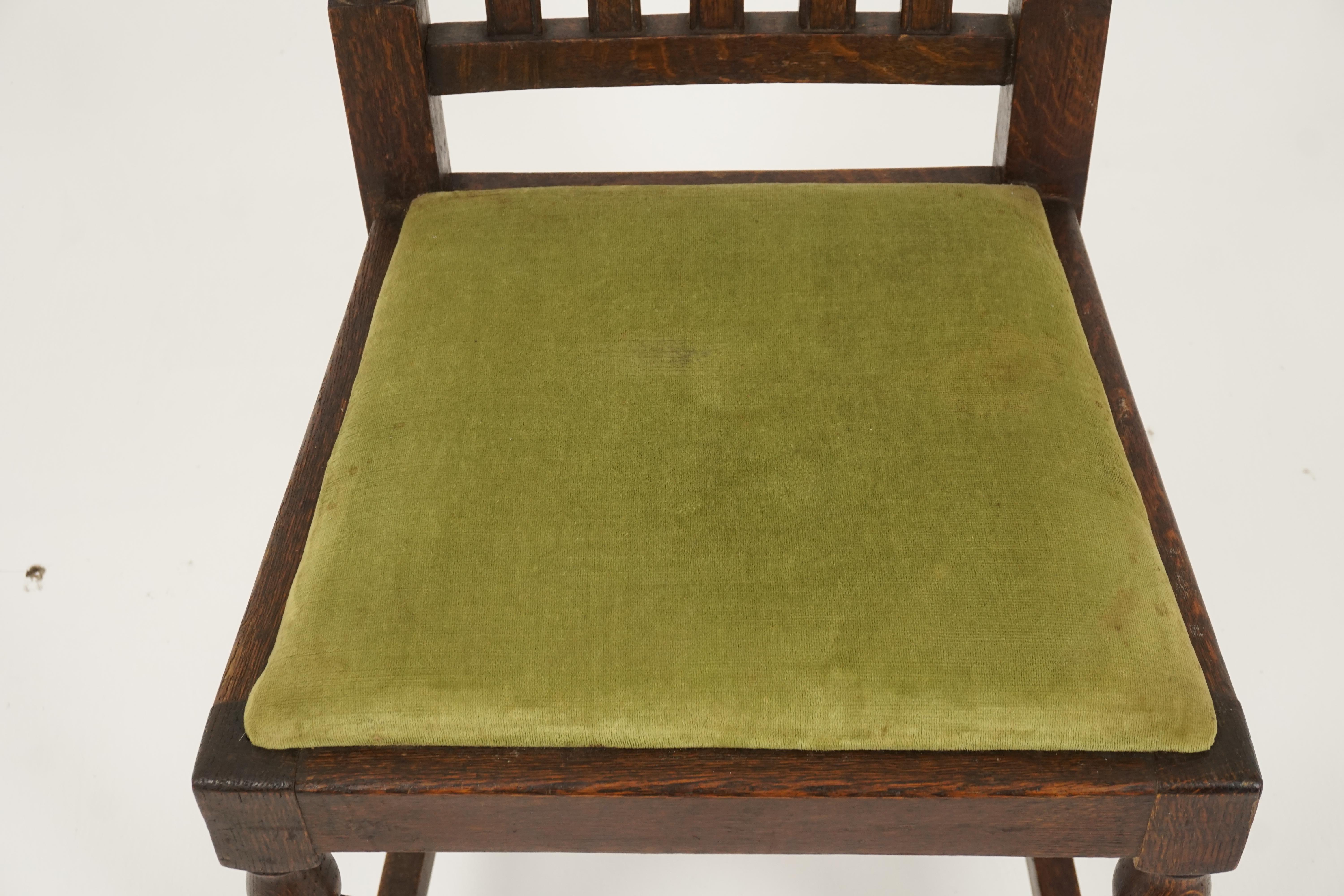 Scottish Antique Pair of Dining Chairs, Edwardian, Oak Barley Twist, Scotland 1910, B2697