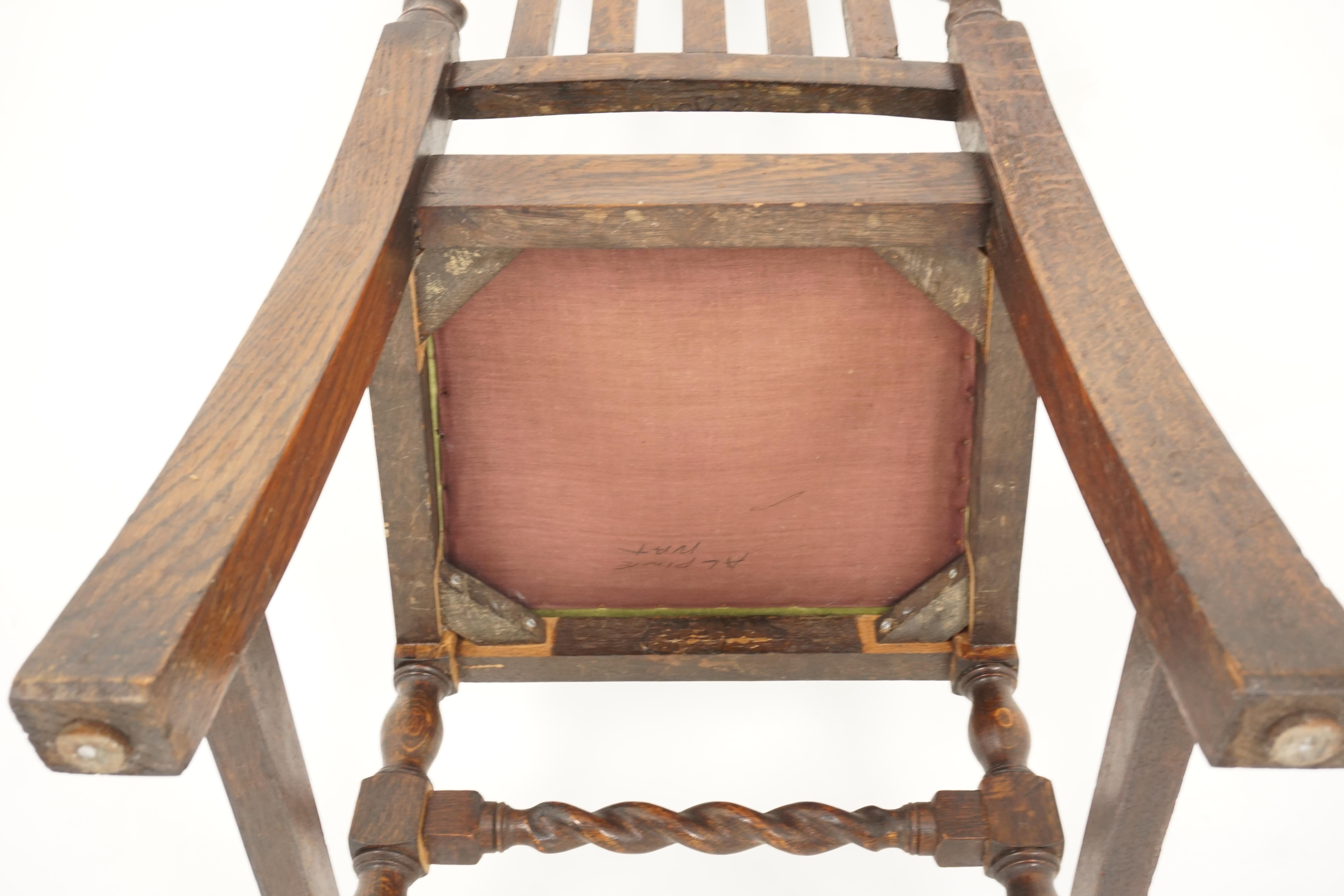 Early 20th Century Antique Pair of Dining Chairs, Edwardian, Oak Barley Twist, Scotland 1910, B2697