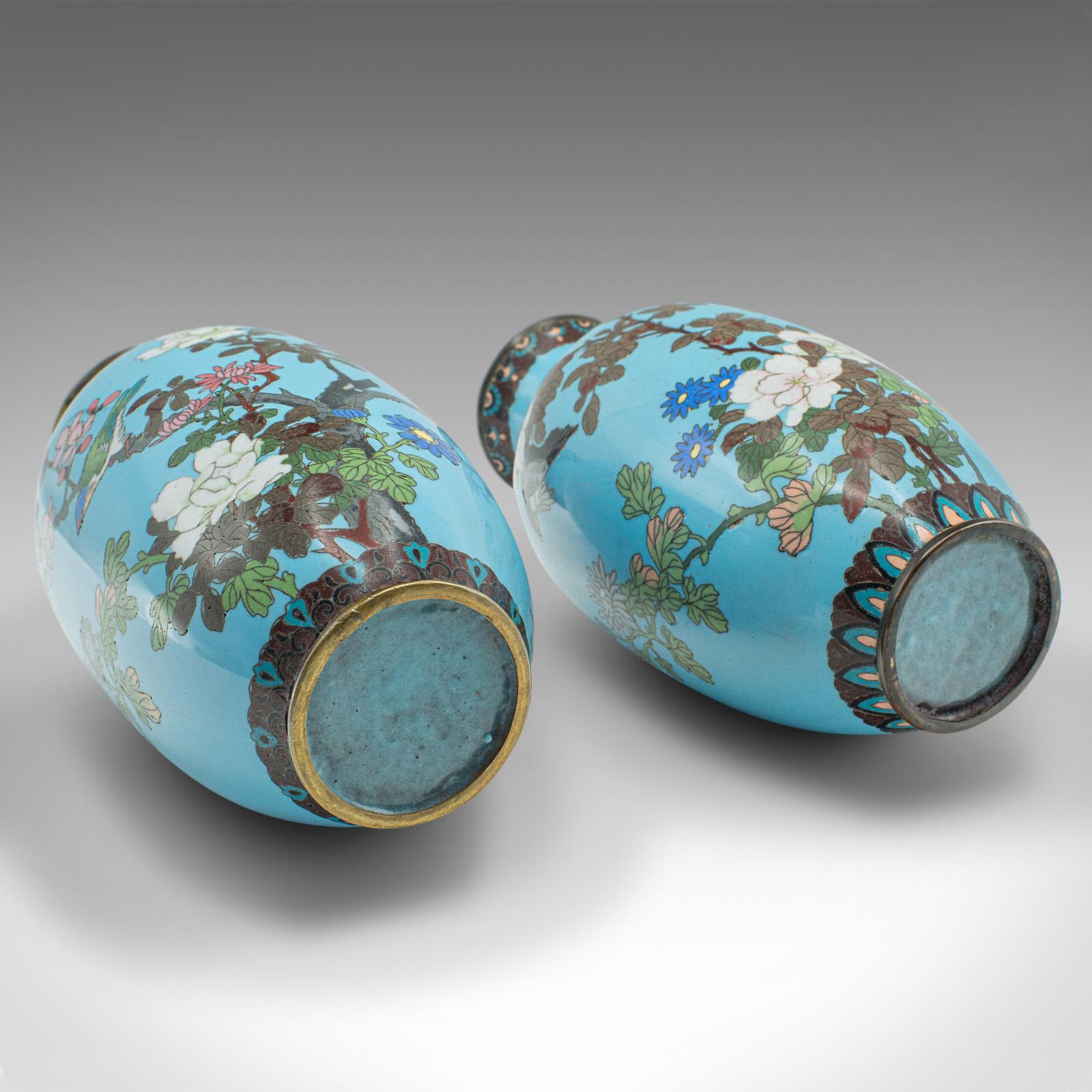 Antique Pair Of Display Urns, Japanese, Cloisonne, Posy Vase, Meiji, Victorian 5