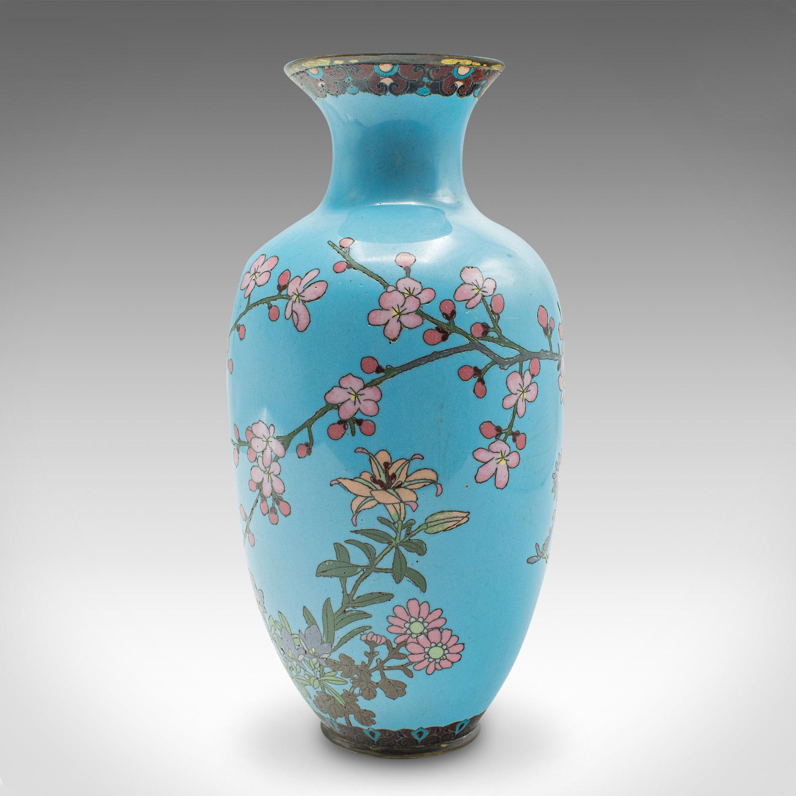 19th Century Antique Pair Of Display Urns, Japanese, Cloisonne, Posy Vase, Meiji, Victorian