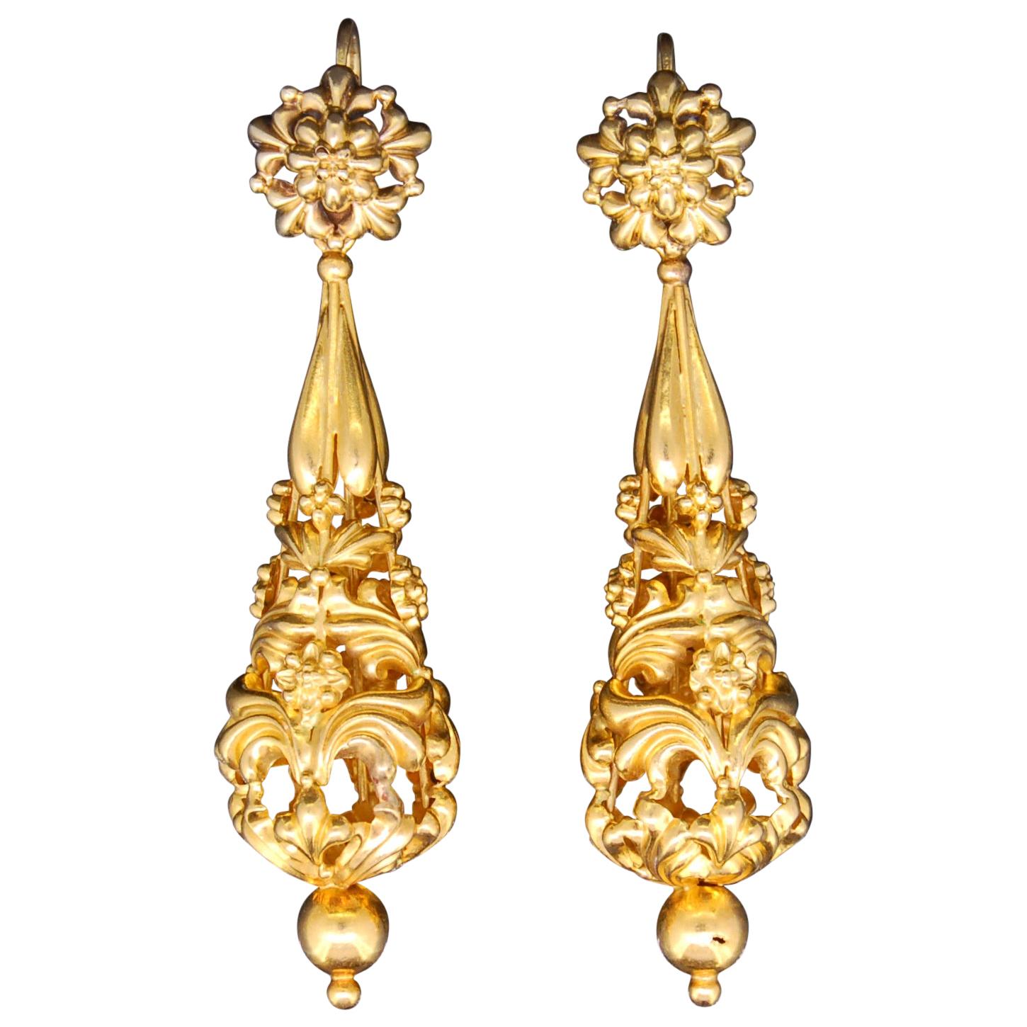 Antique Pair of Drop Earrings For Sale