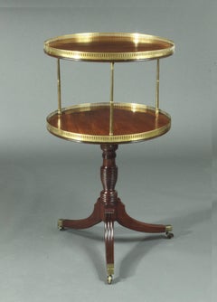 Antique Pair of Dumb Waiters with Brass Pillars and Galleries