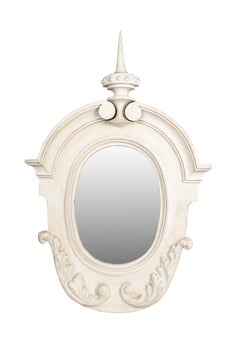 Antikes Paar holländischer architektonischer Oeil de Boeuf-Spiegel aus lackiertem Zink