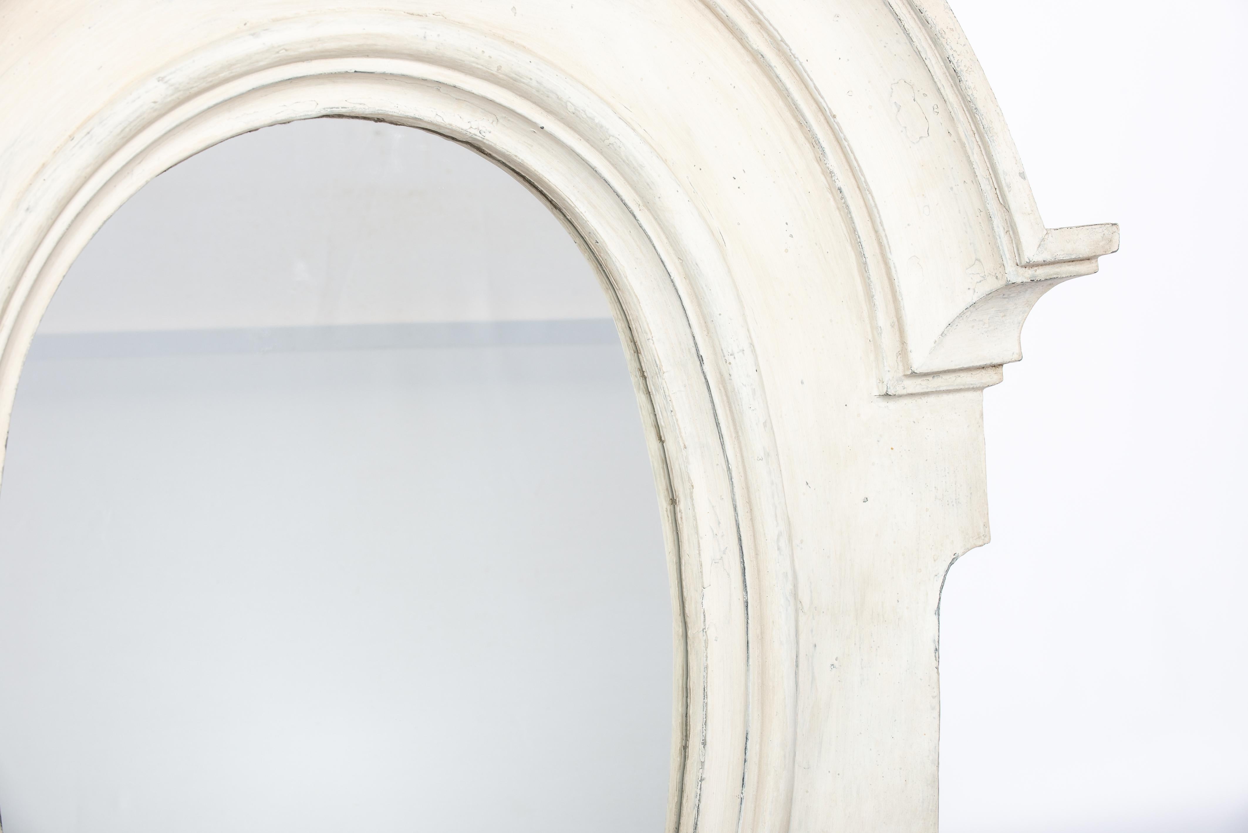 Antique Pair of Dutch Architectural Oeil de Boeuf Mirrors in Painted Zinc For Sale 2