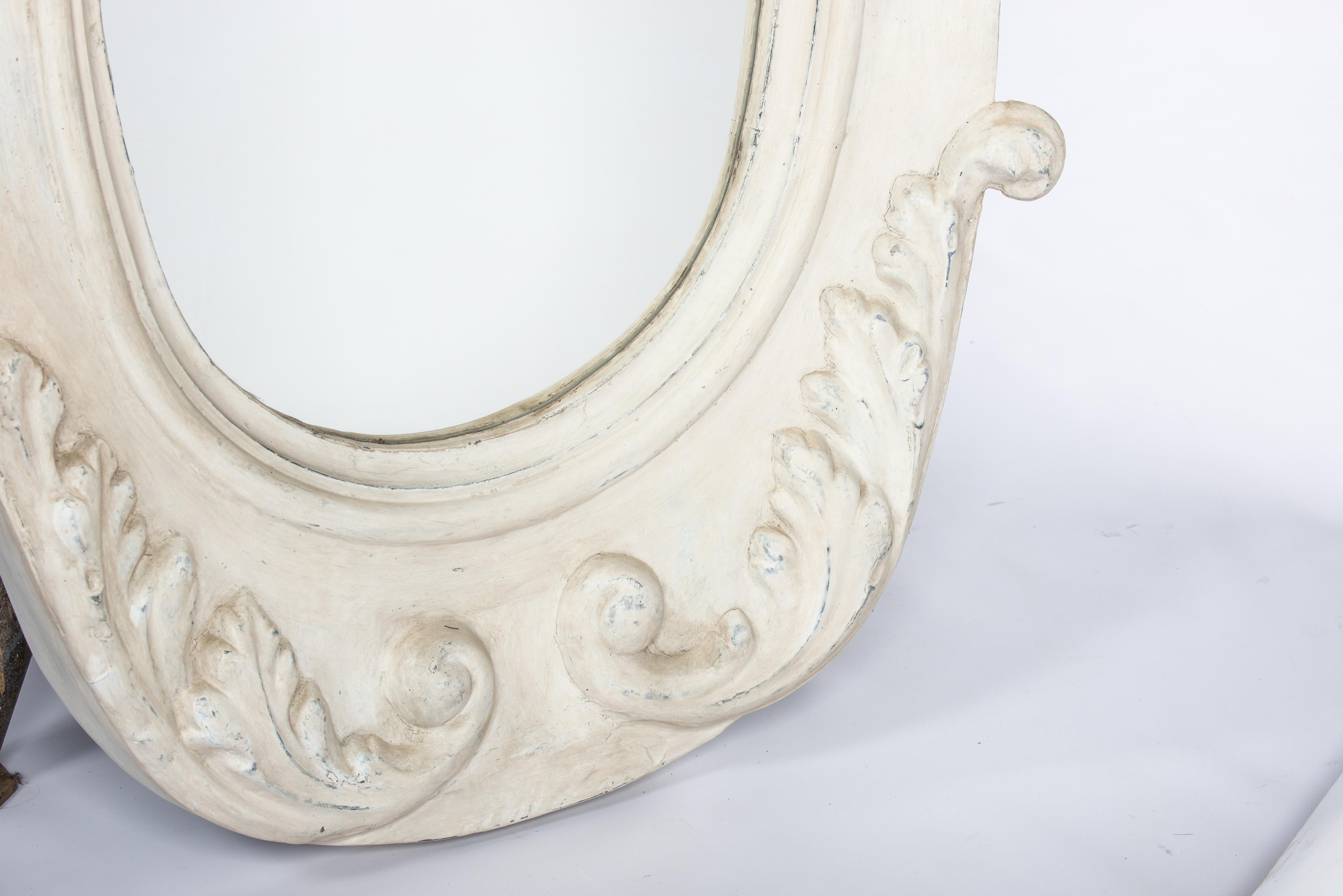 Antique Pair of Dutch Architectural Oeil de Boeuf Mirrors in Painted Zinc For Sale 3
