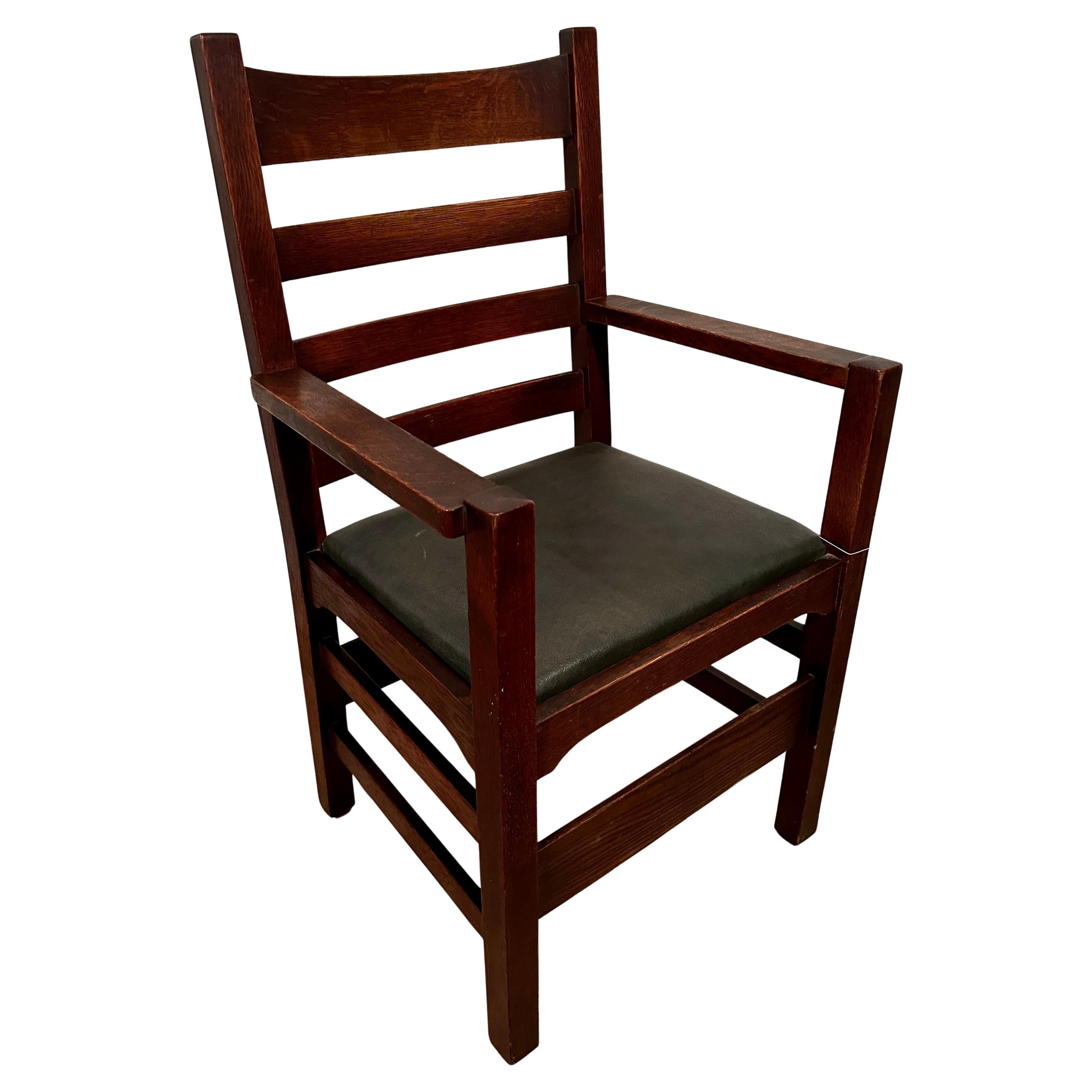 Antique an EARLY cir 1902 GUSTAV STICKLEY Arm Chairs - W7378