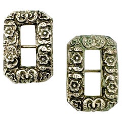 Antique Pair of Early Victorian Shoebuckles For Ladies Silver Octangular