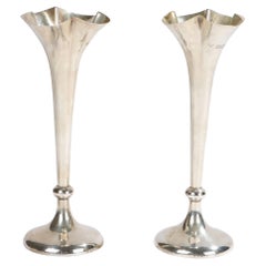 Antique Pair of Edwardian Silver Spill Vases