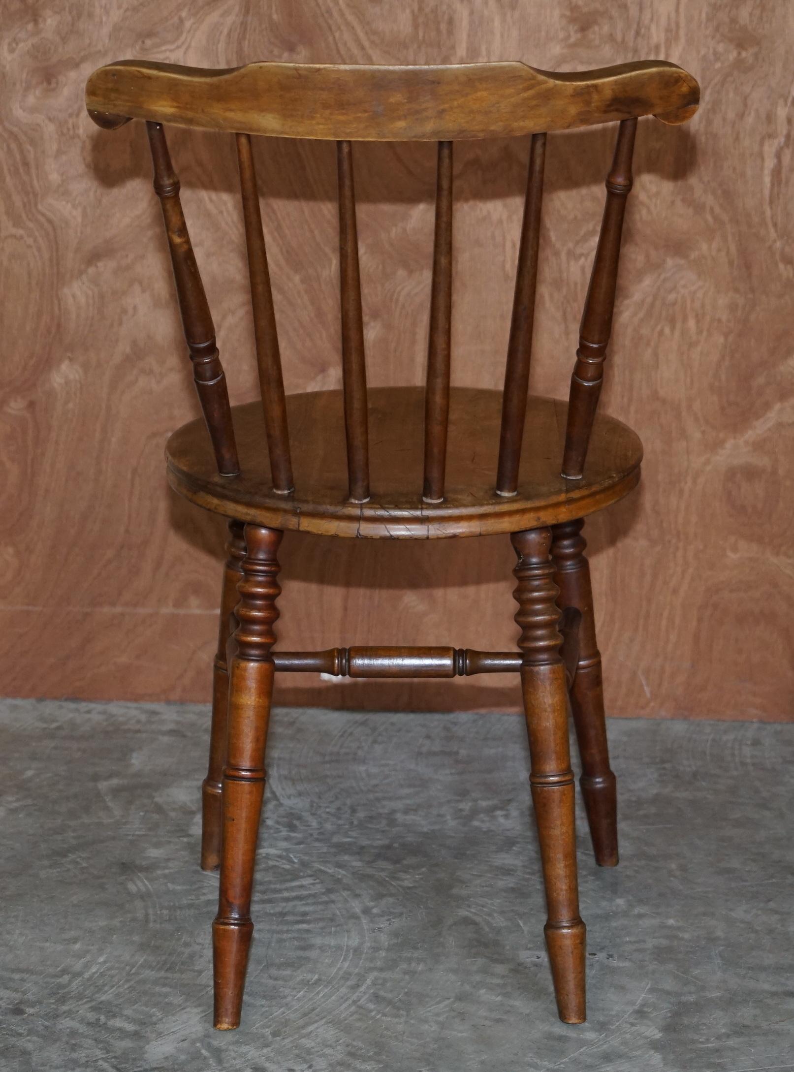 Antique Pair of Edwardian Walnut Fully Stamped Swedish Ibex Penny Windsor Chairs 4
