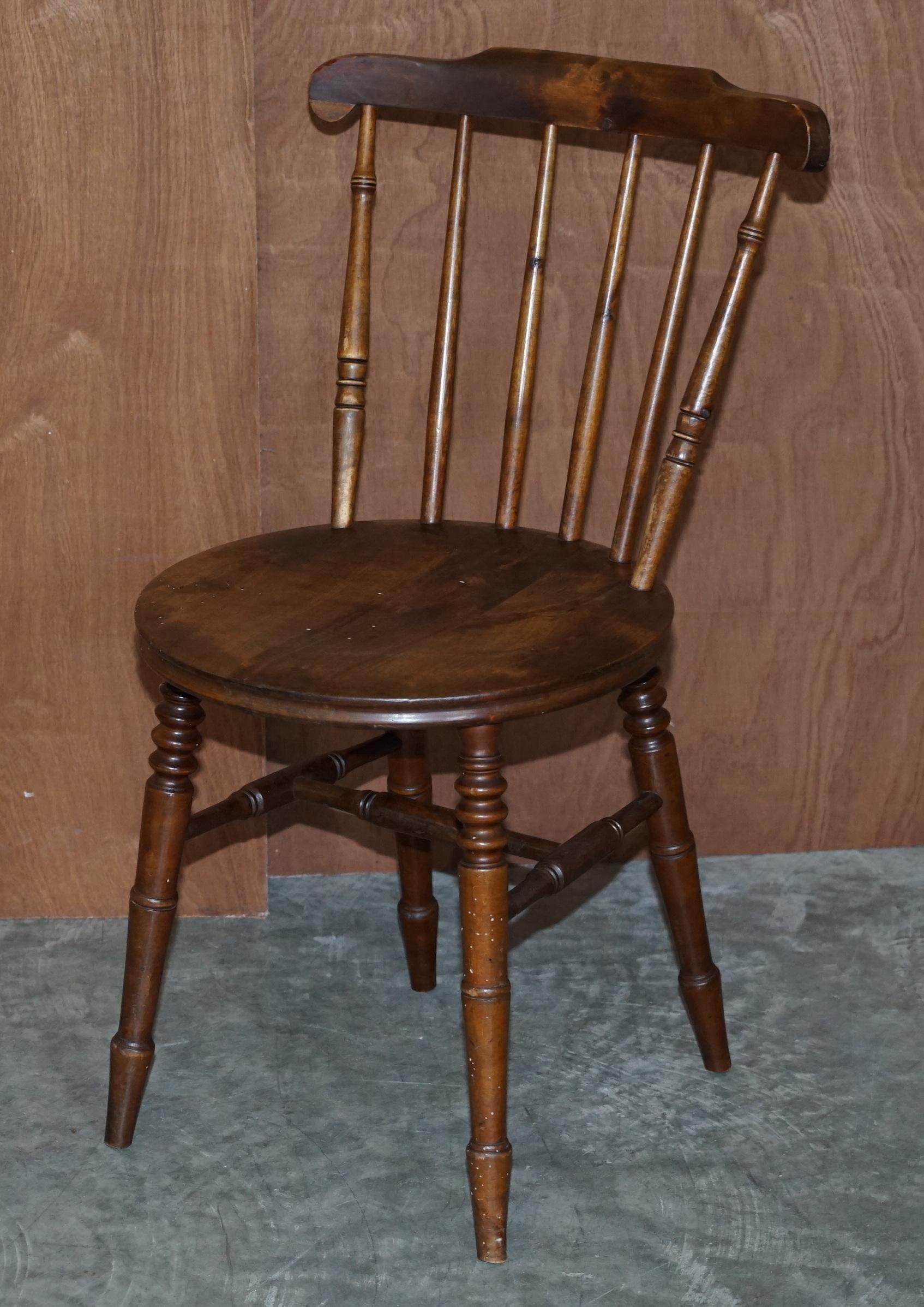 Antique Pair of Edwardian Walnut Fully Stamped Swedish Ibex Penny Windsor Chairs 7