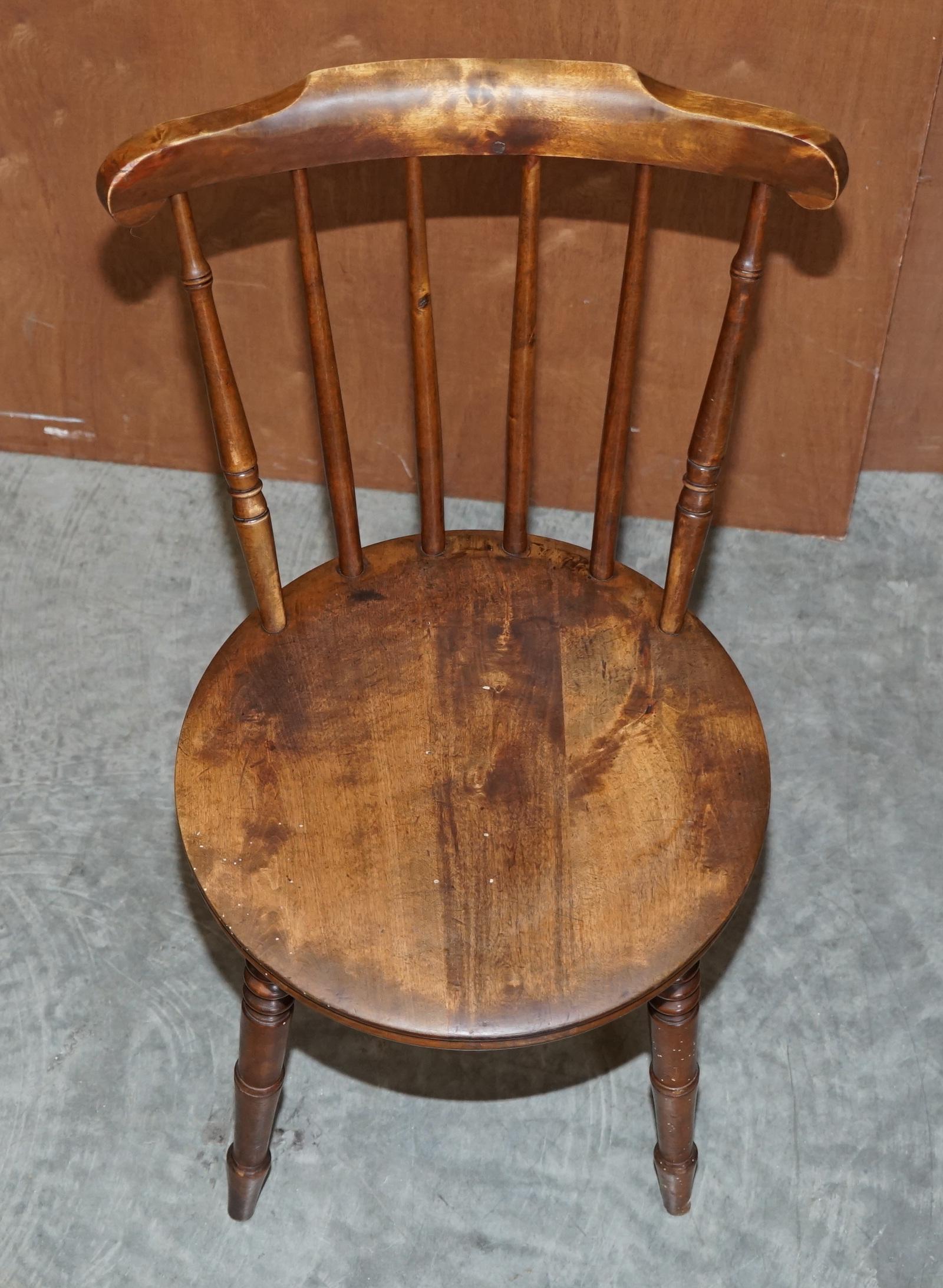 Antique Pair of Edwardian Walnut Fully Stamped Swedish Ibex Penny Windsor Chairs 8