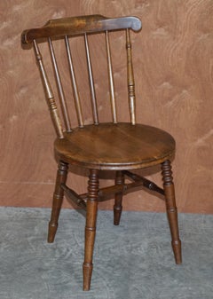 Antique Pair of Edwardian Walnut Fully Stamped Swedish Ibex Penny Windsor Chairs