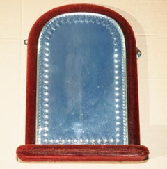 ANTiQUE PAIR OF ENGLISH CIRCA 1880 VICTORIAN VELVET DISPLAY SORCERER'S MIRRORS