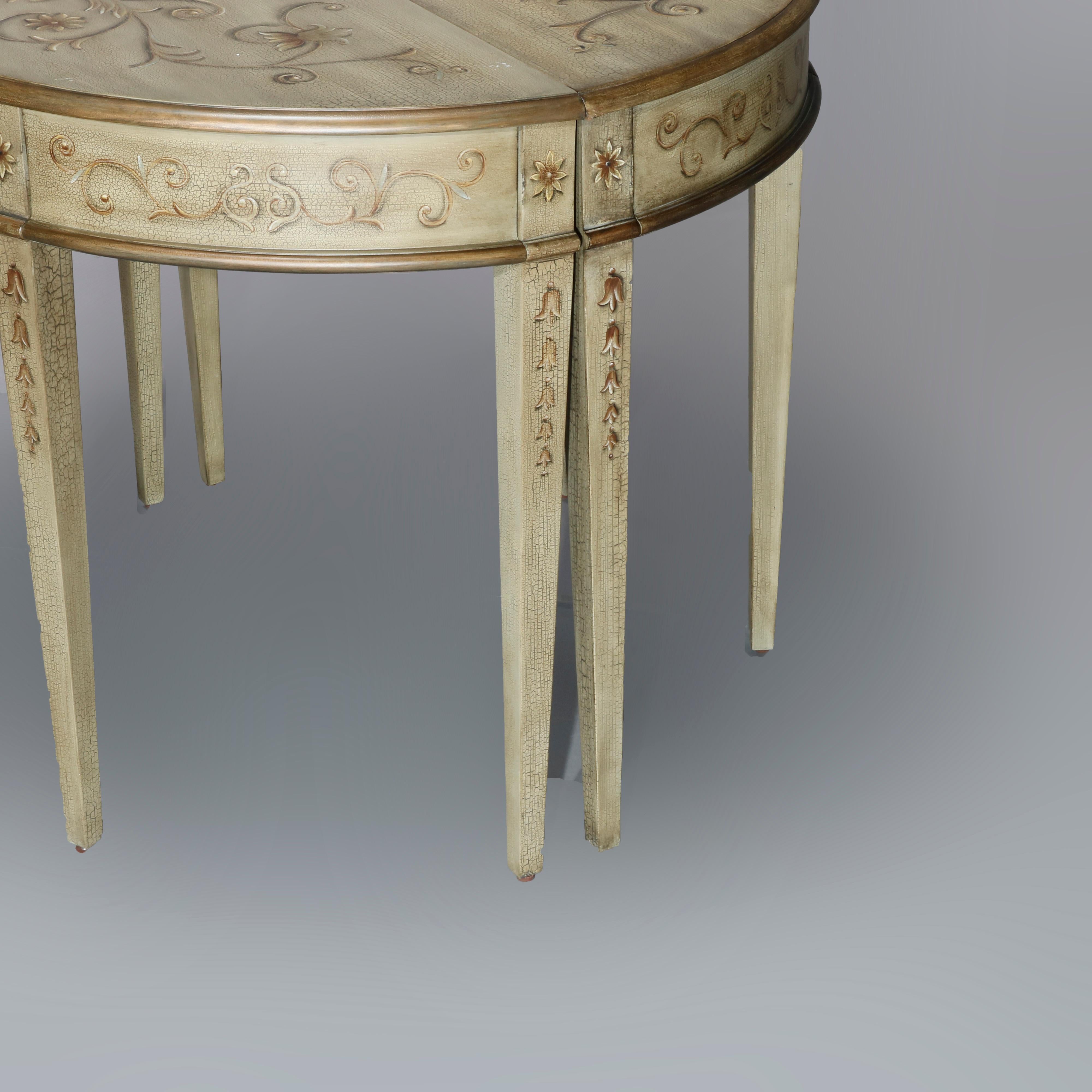 Antique Pair of English Decorated Demilune Console Tables, 20th Century 11