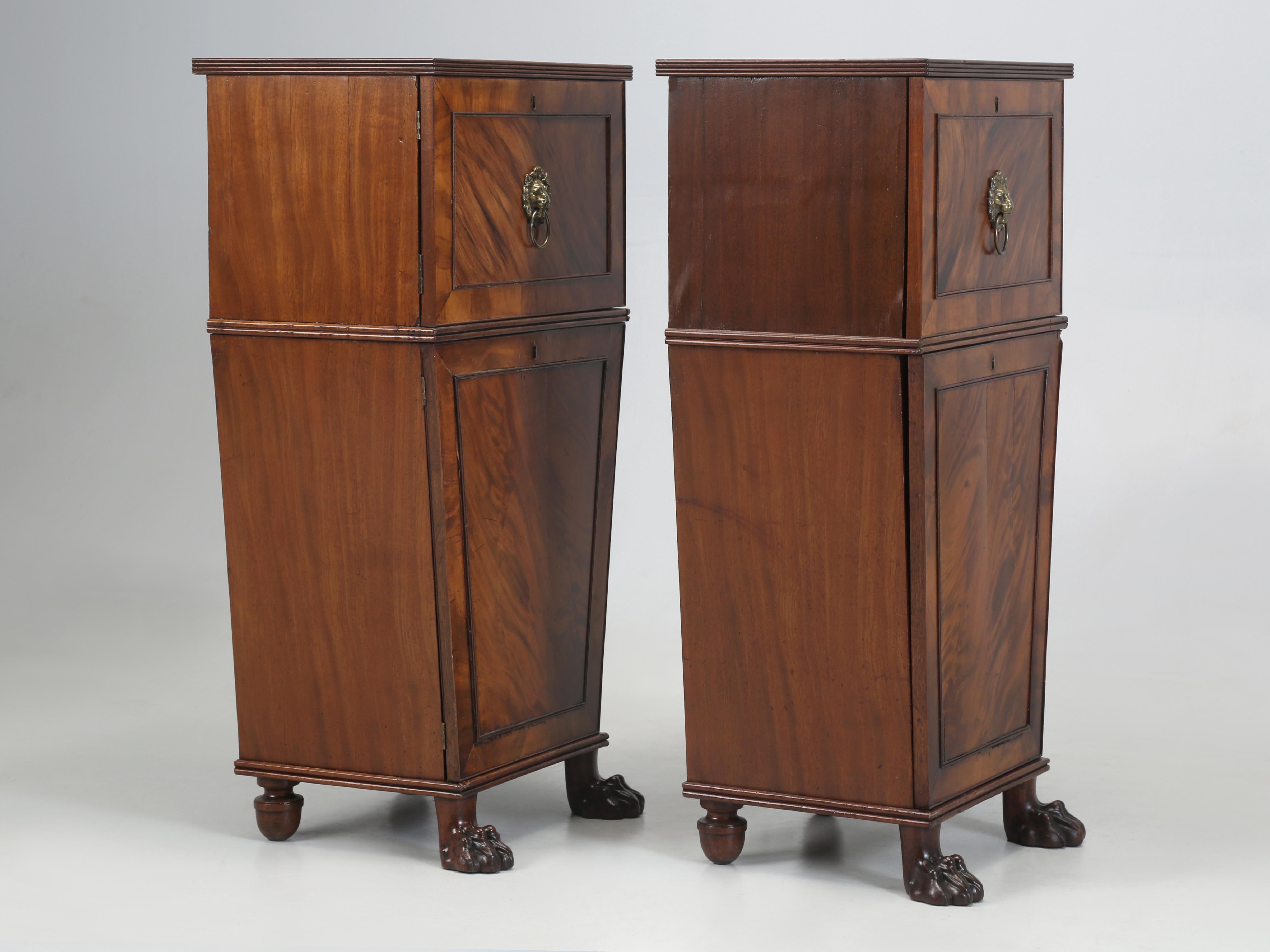 Antique Pair of English Mahogany Cellarettes circa Mid-1800s with Lion Paw Feet For Sale 7