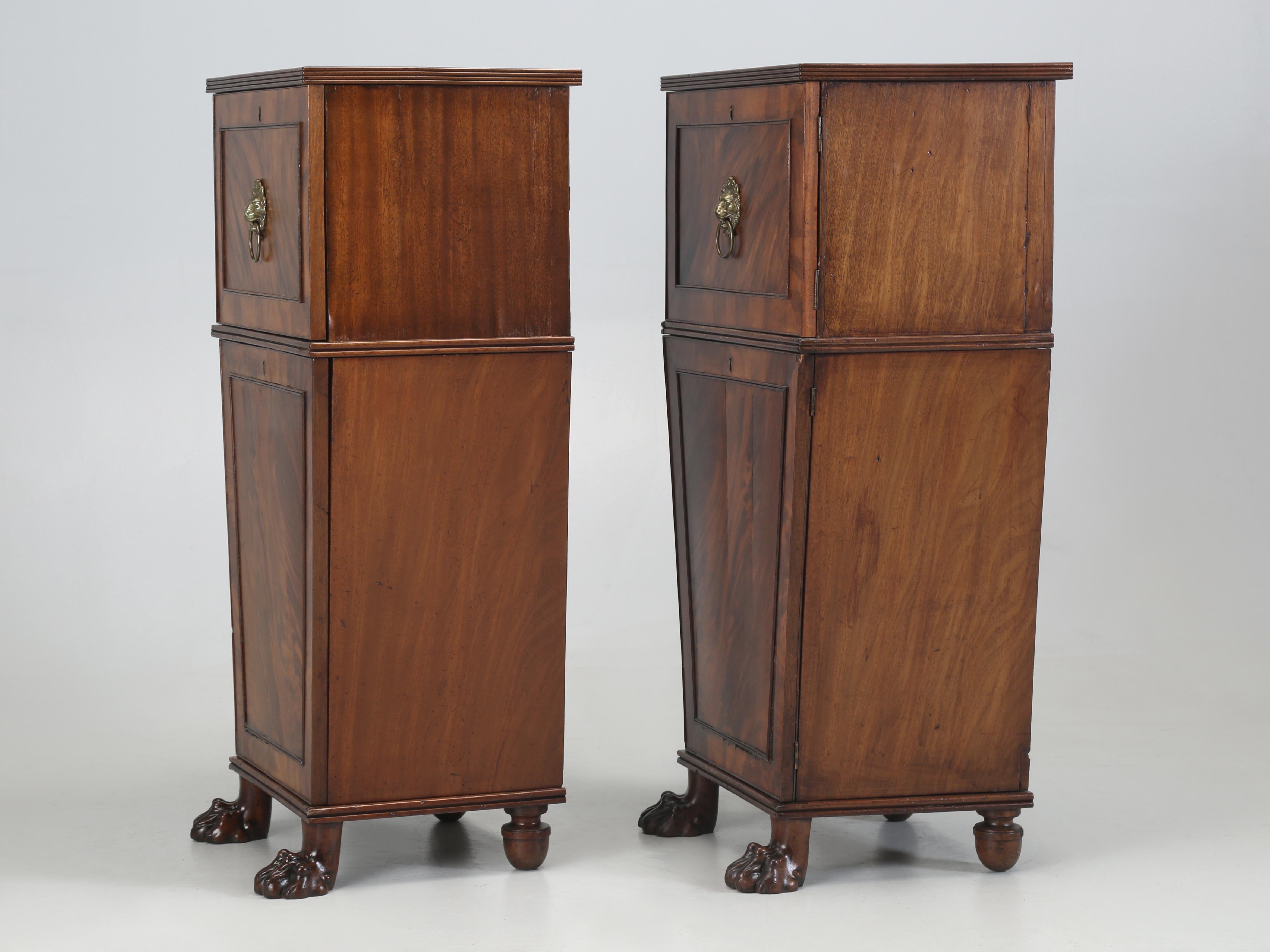 Antique Pair of English Mahogany Cellarettes circa Mid-1800s with Lion Paw Feet For Sale 8