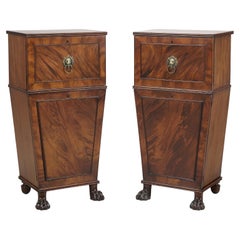 Antique Pair of English Mahogany Cellarettes circa Mid-1800s with Lion Paw Feet