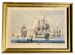 Antique Pair of English Maritime Colored Etchings 1806.