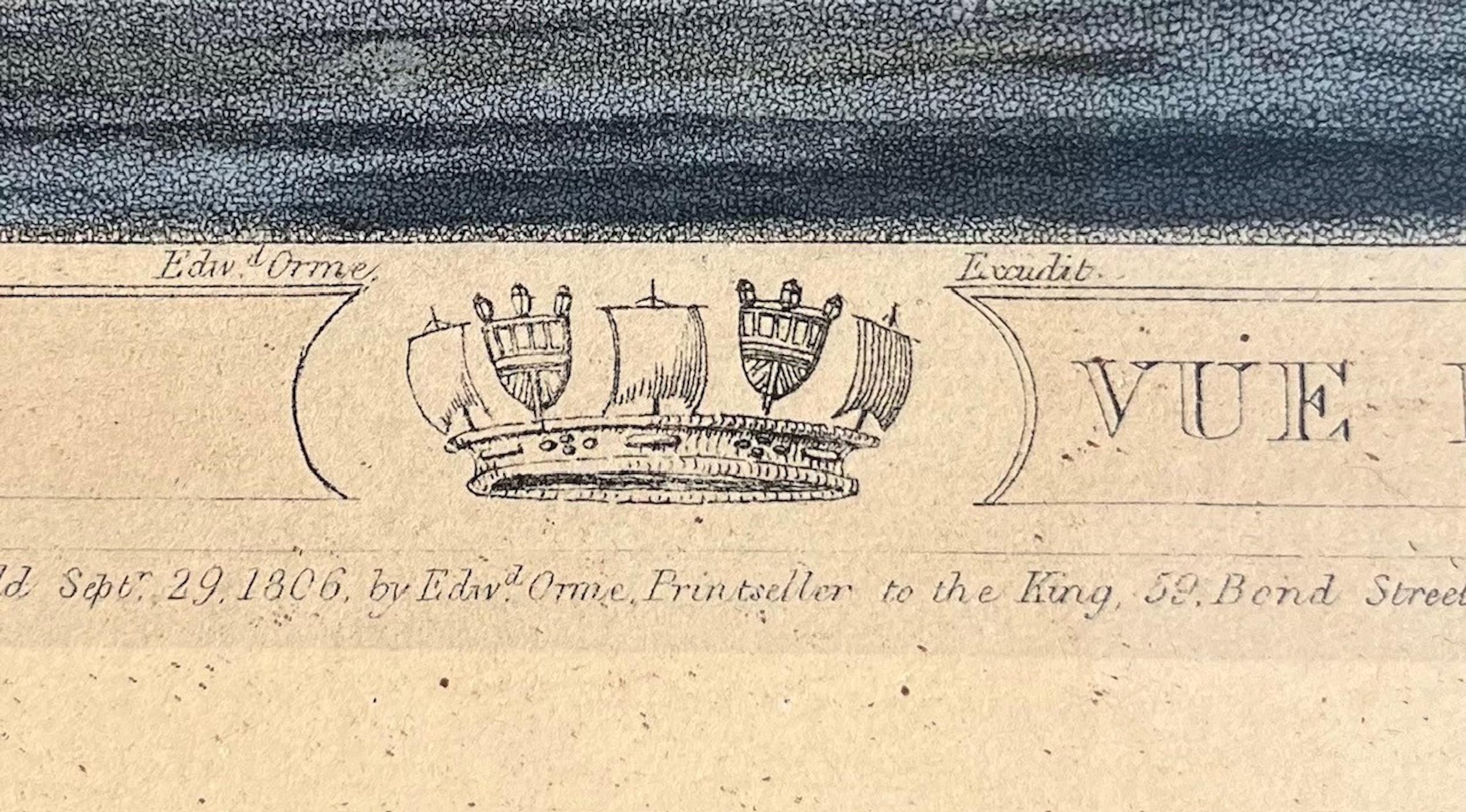Antikes Paar englischer maritimer kolorierter Radierungen 1806. (Glas) im Angebot