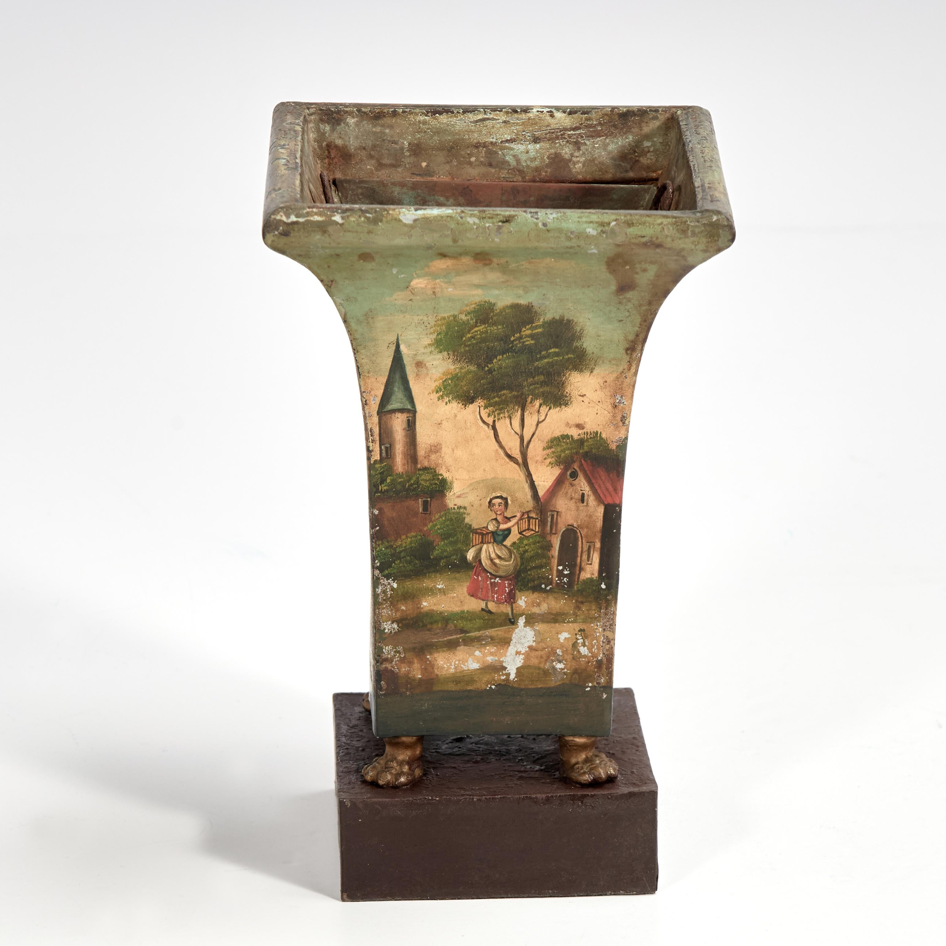 Cuivre Ancienne paire de jardinières en tôle de style Régence anglaise en vente