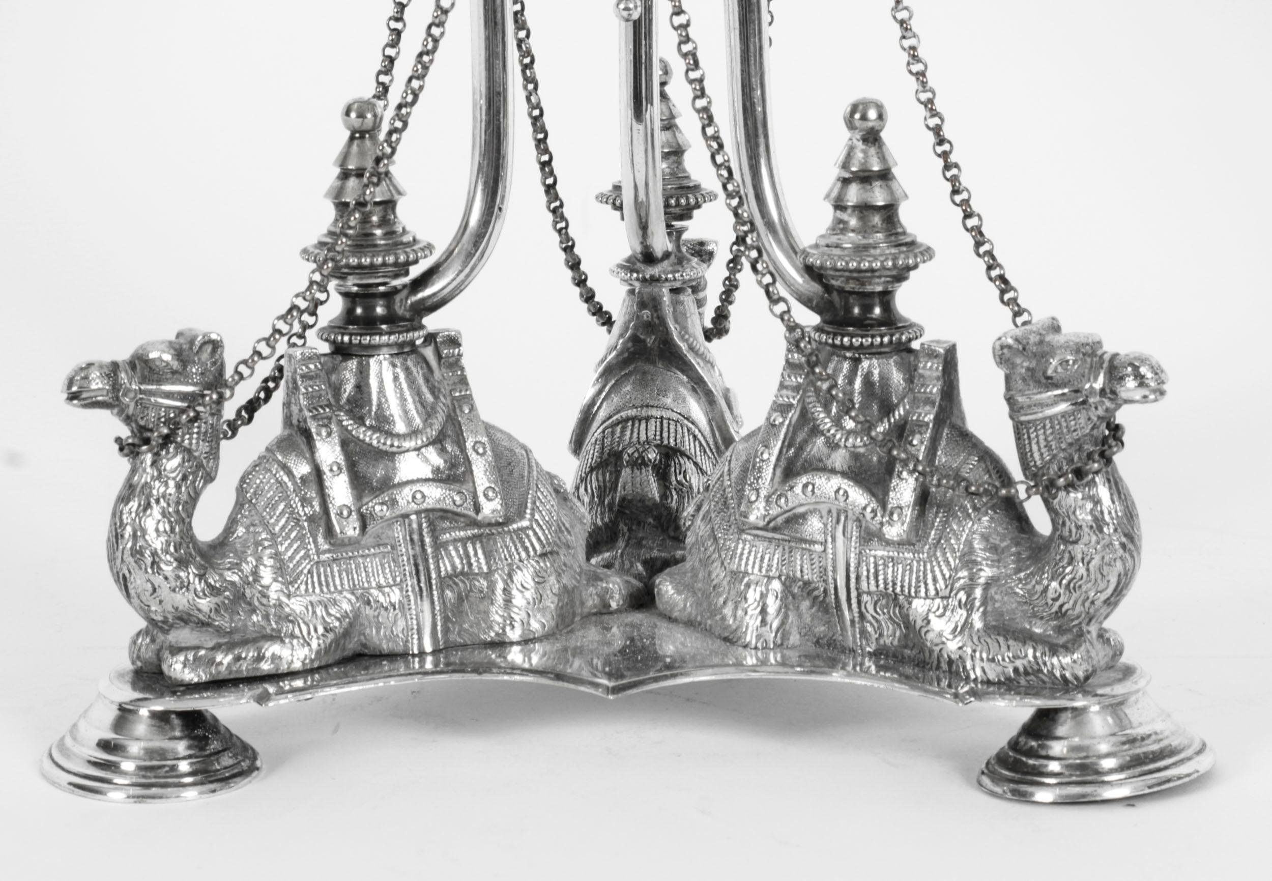 Late 19th Century Antique Pair of English Silver Plate Camel Compotes, 19th Century