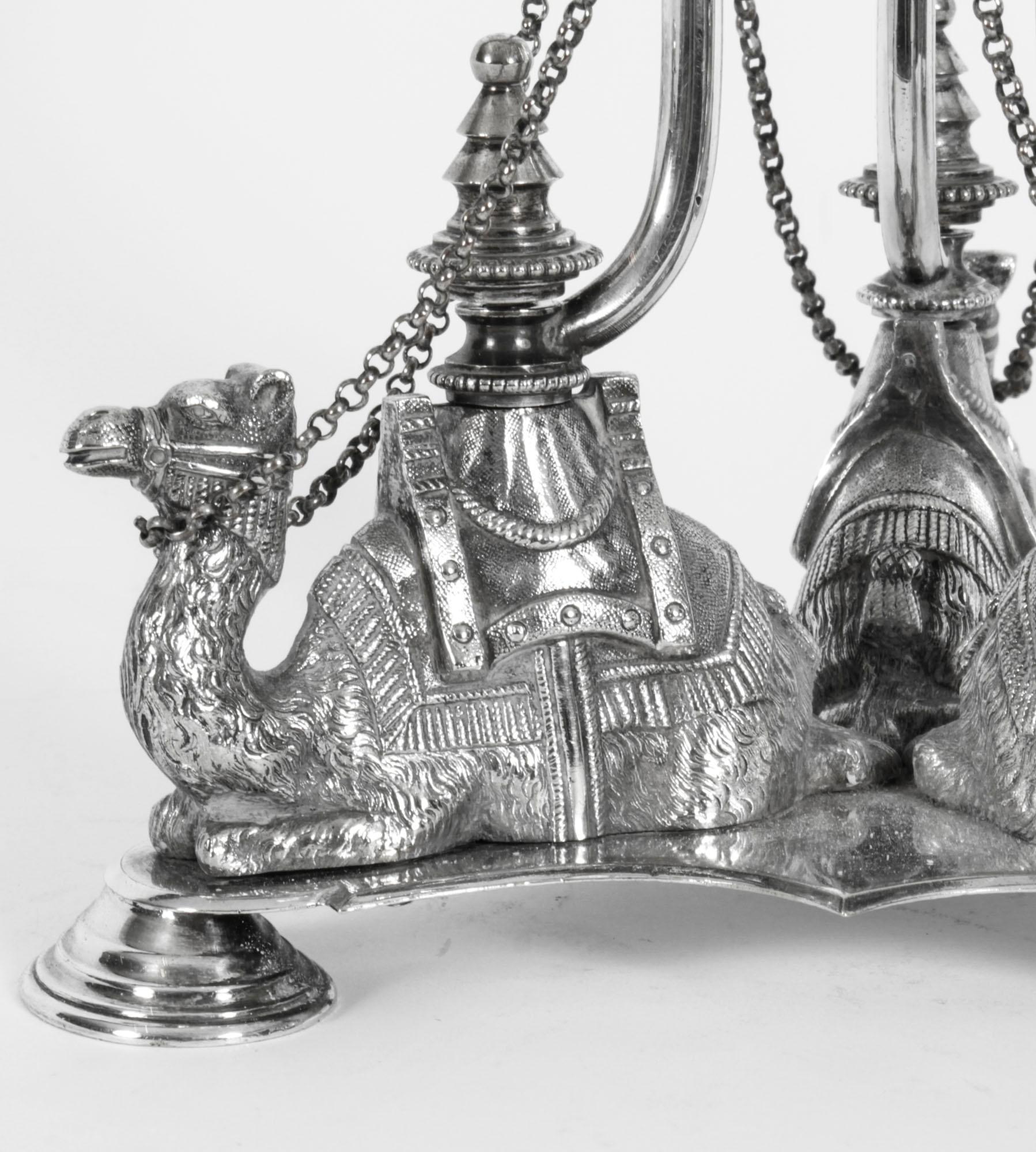 Antique Pair of English Silver Plate Camel Compotes, 19th Century 1