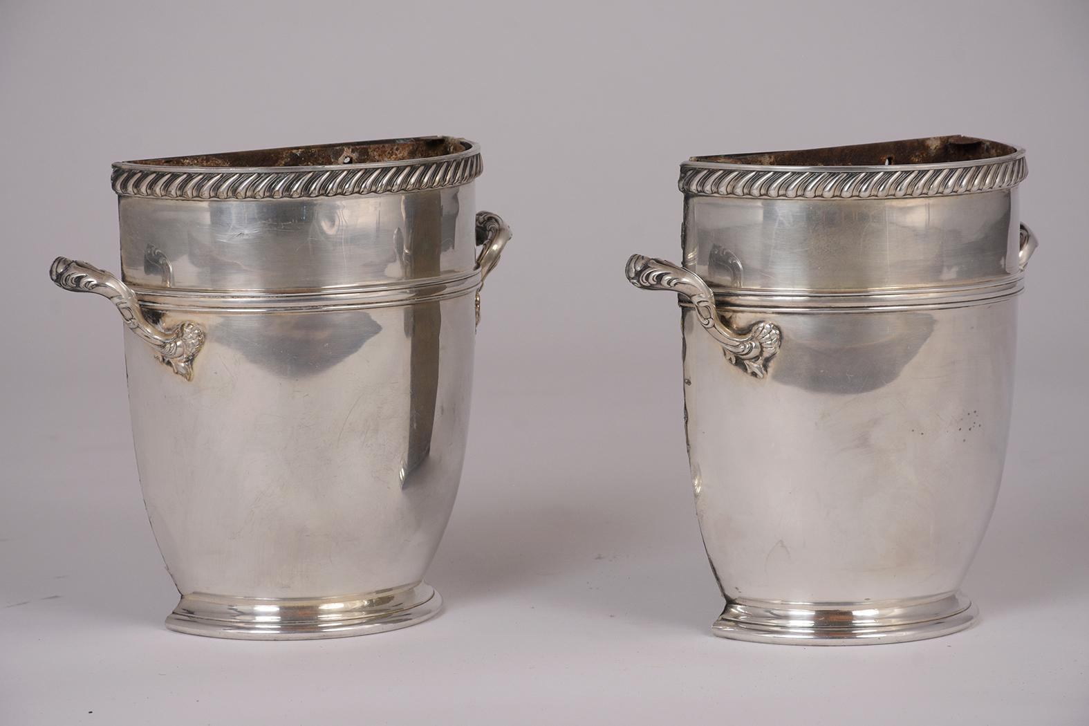 Antique Pair of English Silver Plated Regency Style Jardinières 2