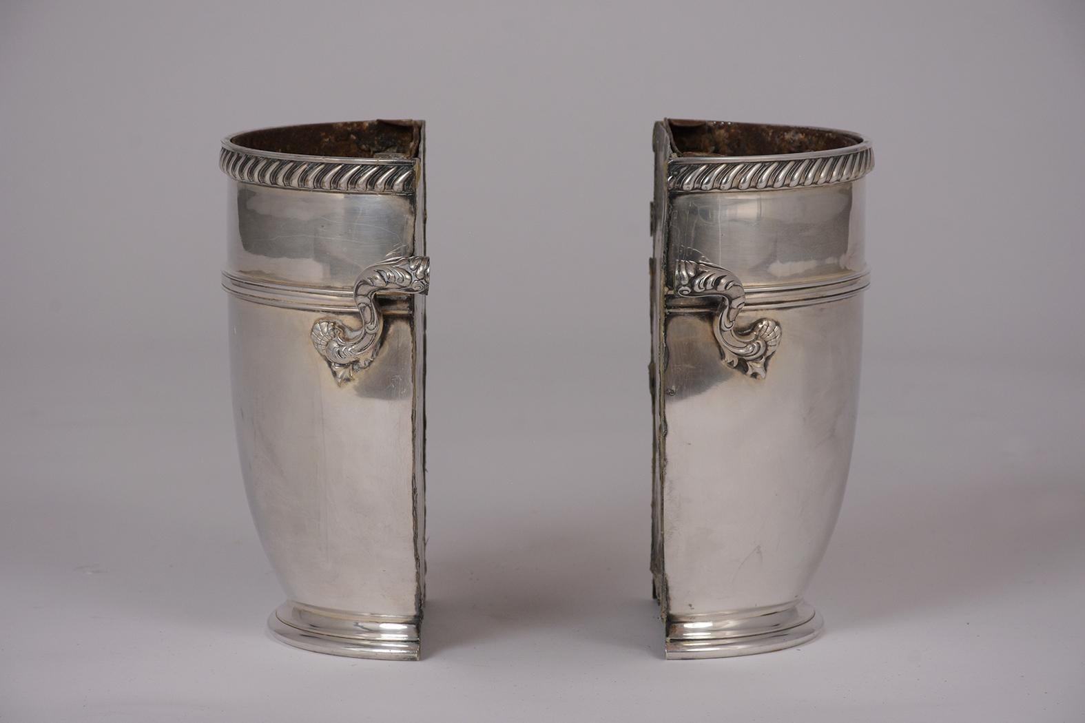 Antique Pair of English Silver Plated Regency Style Jardinières 3