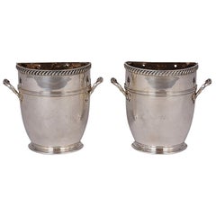 Antique Pair of English Silver Plated Regency Style Jardinières