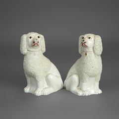 Antique Pair of English Staffordshire Porcelain Dogs C1870