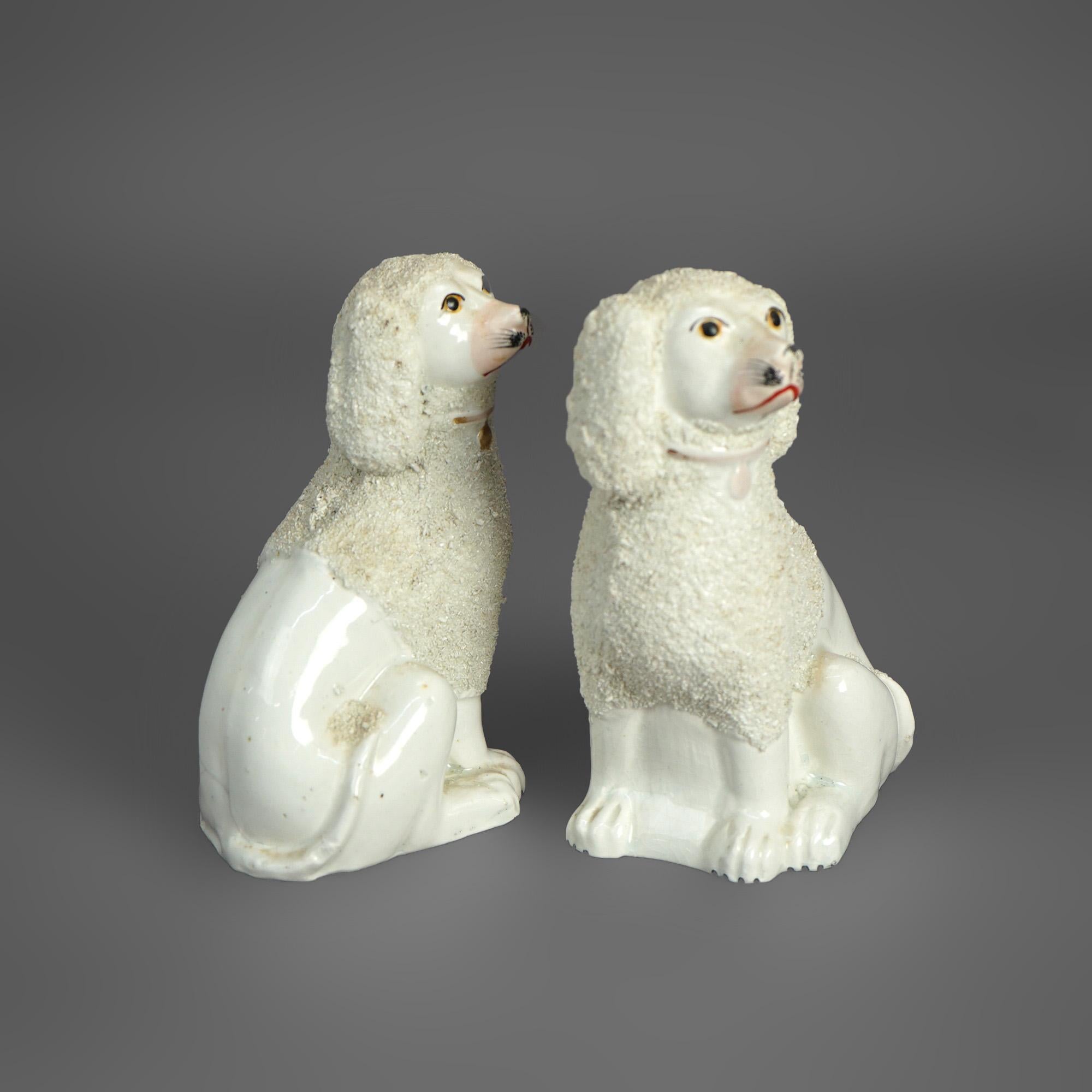 Antique Pair of English Staffordshire Porcelain Dogs C1870 In Good Condition For Sale In Big Flats, NY