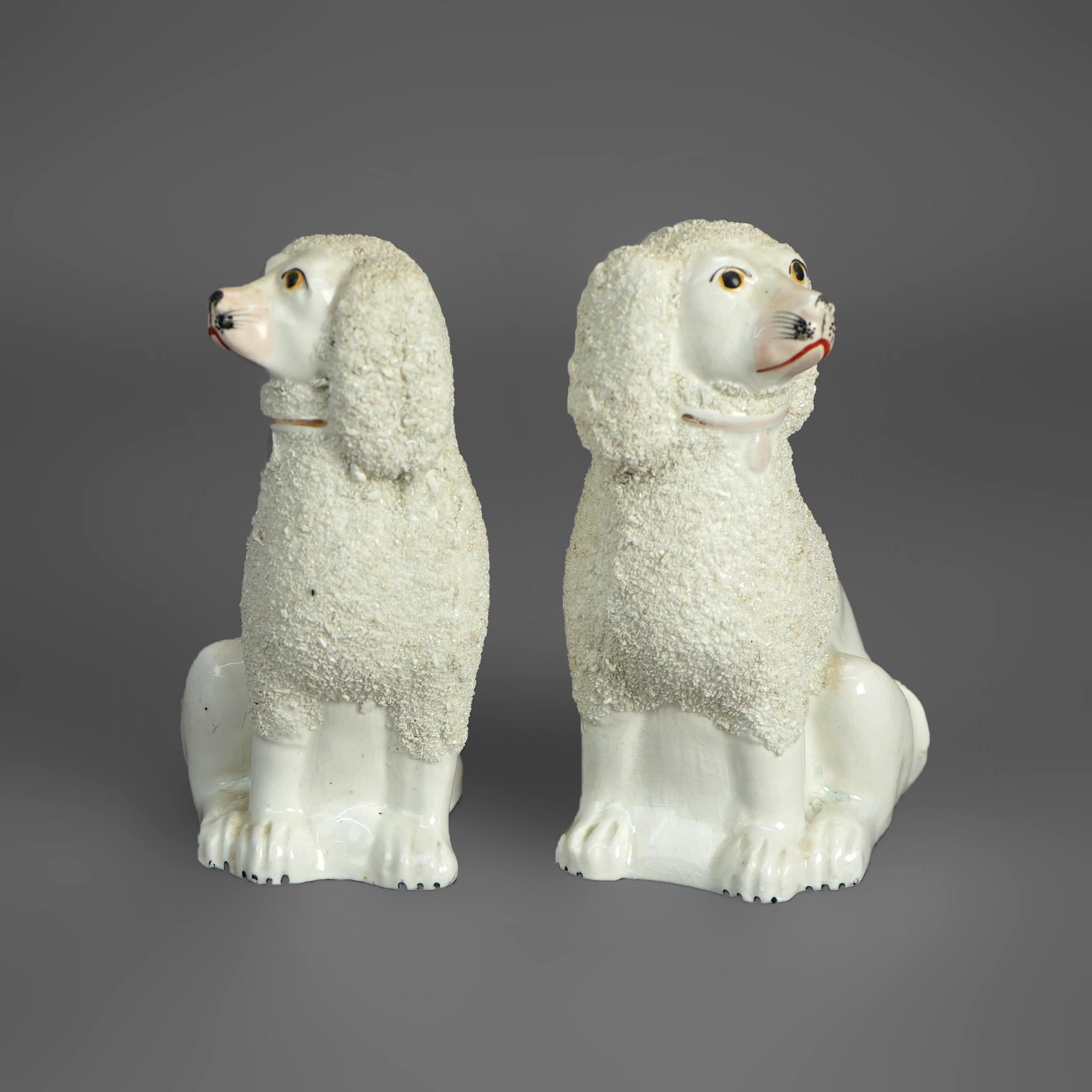 19th Century Antique Pair of English Staffordshire Porcelain Dogs C1870 For Sale