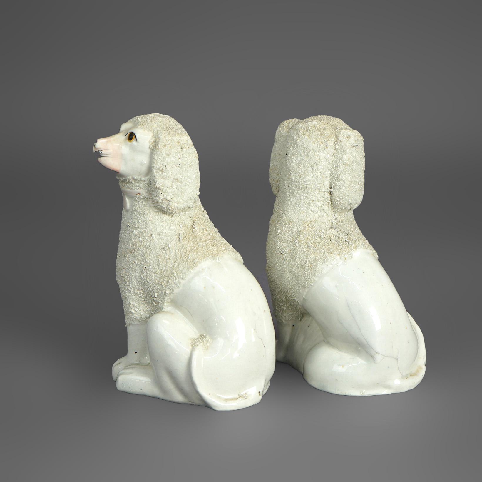 Antique Pair of English Staffordshire Porcelain Dogs C1870 For Sale 2