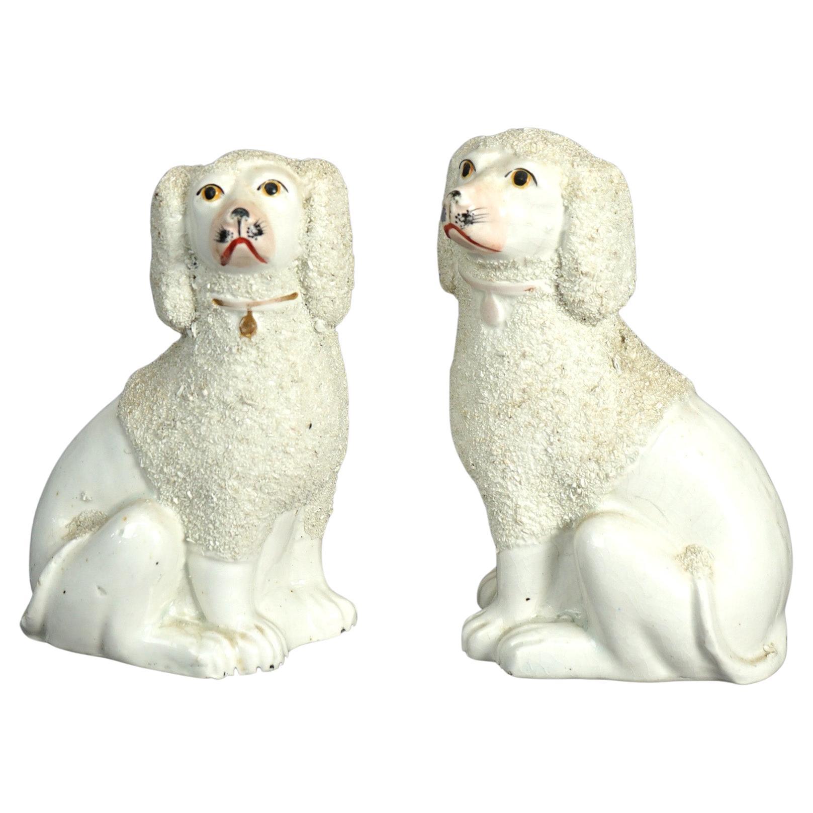 Antique Pair of English Staffordshire Porcelain Dogs C1870